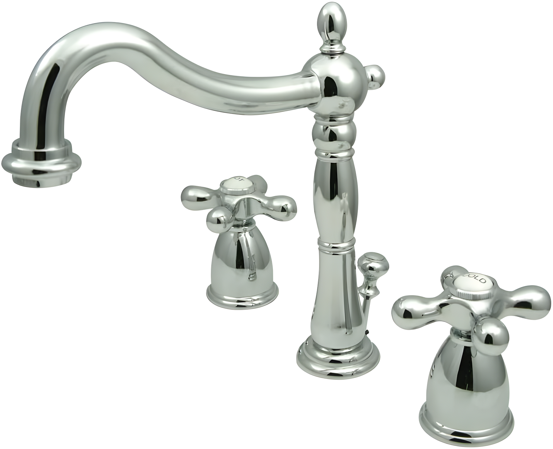 Kingston Brass Heritage Two-Handle 3-Hole Deck Mount Widespread Bathroom Faucet with Pop-Up Drain
