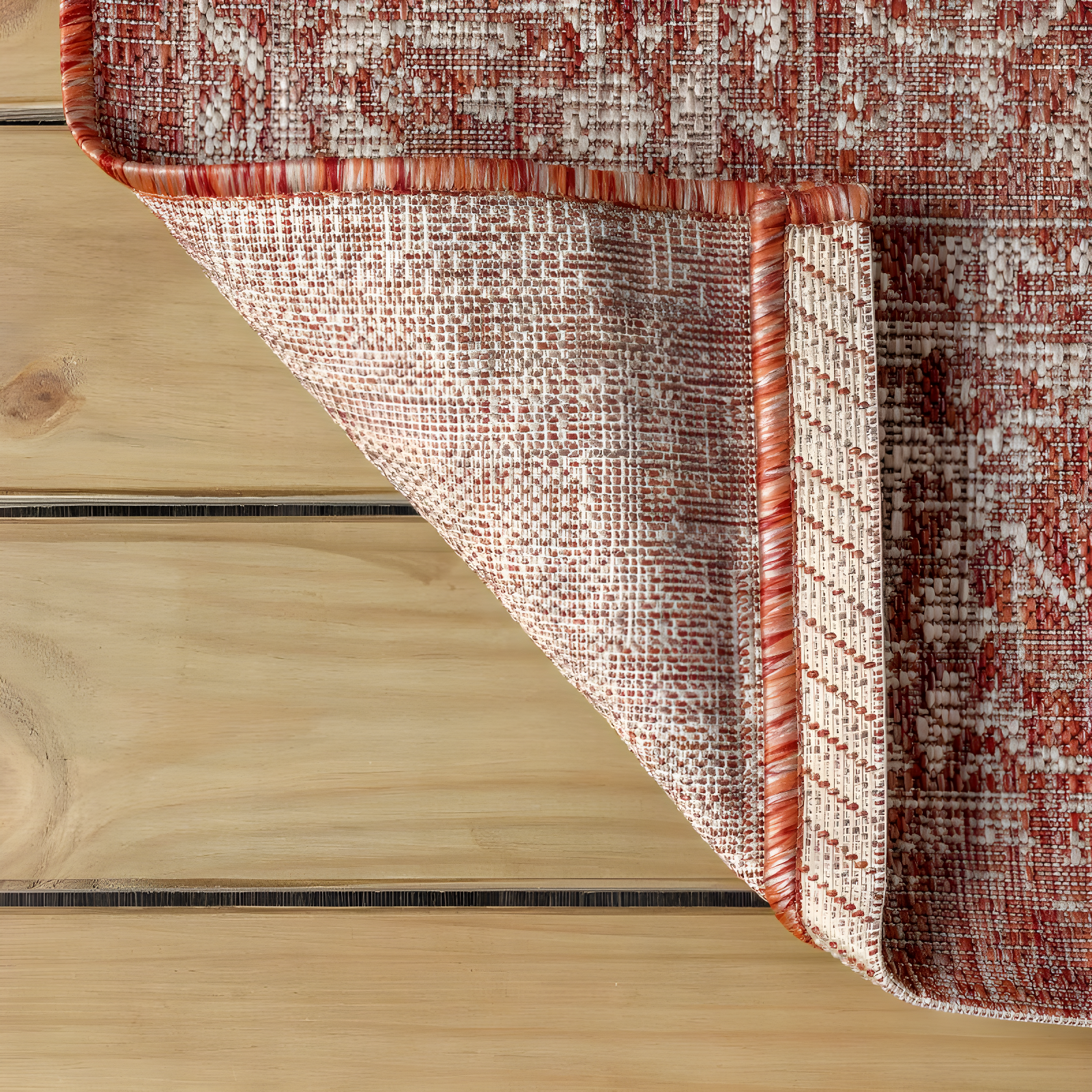 8'x10' Tela Bohemian Textured Weave Floral Indoor/Outdoor Area Rug, Red/Taupe - JONATHAN Y