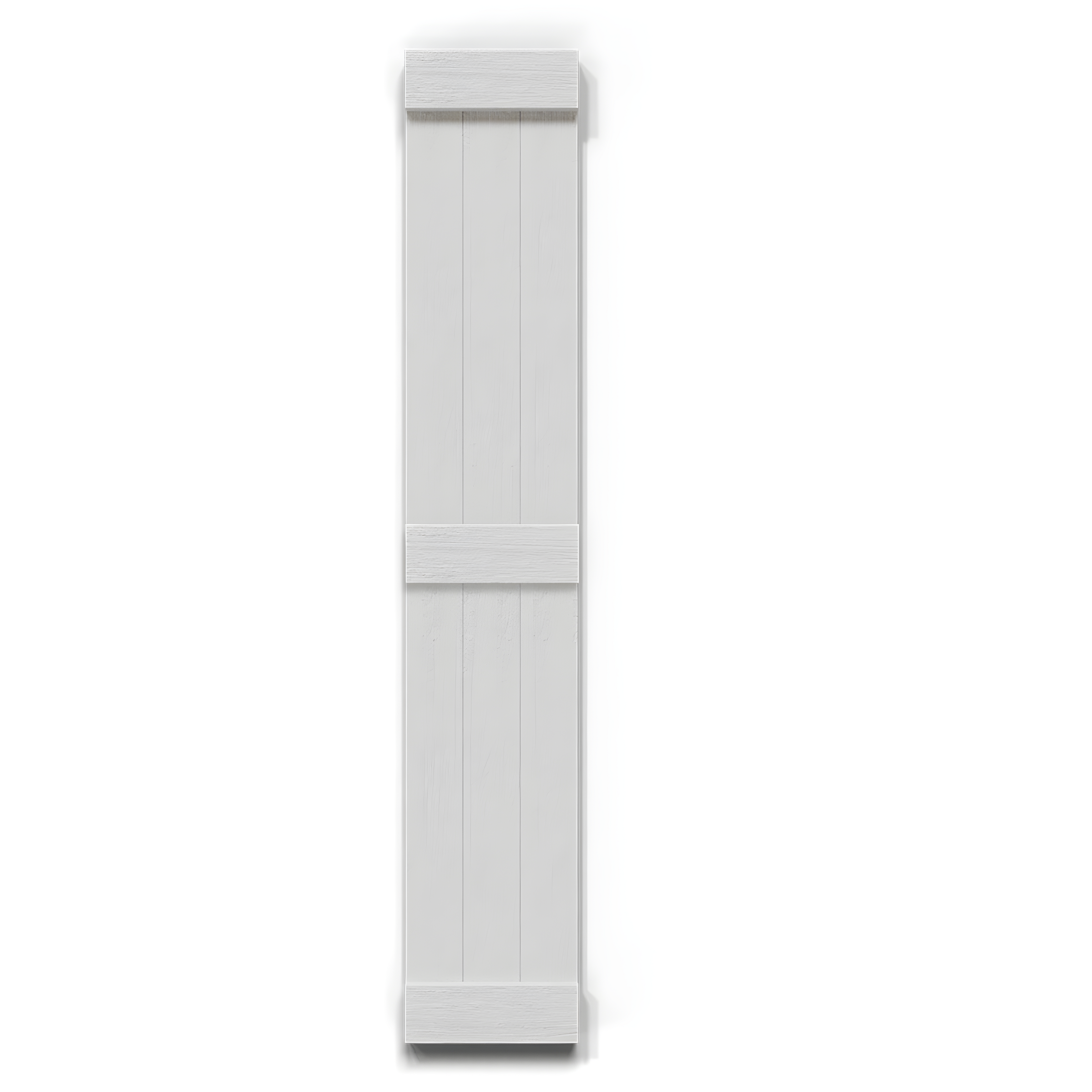 Ekena Millwork Timberthane Faux Rustic Joined Board-n-Batten Faux Wood Shutters w/End Batten