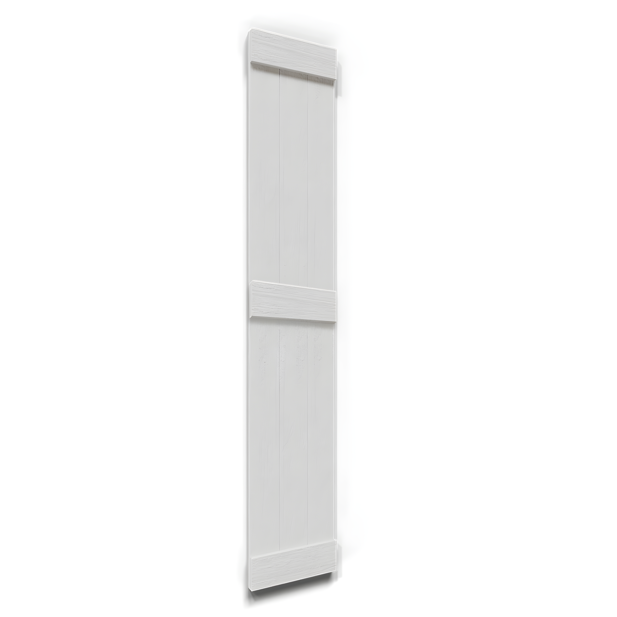 Ekena Millwork Timberthane Faux Rustic Joined Board-n-Batten Faux Wood Shutters w/End Batten