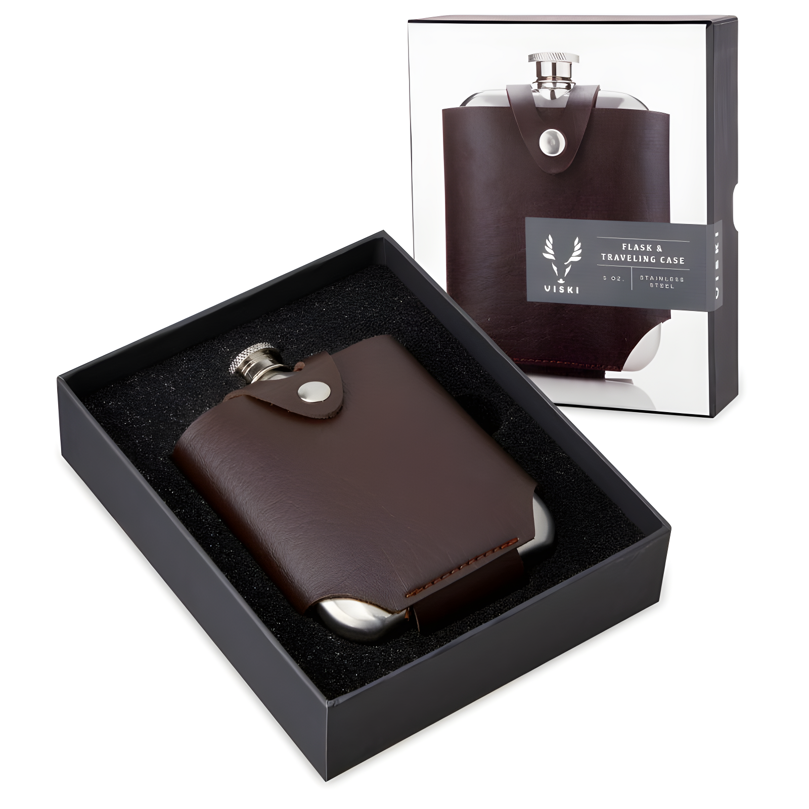 Viski Admiral Stainless Steel Flask and Traveling Case