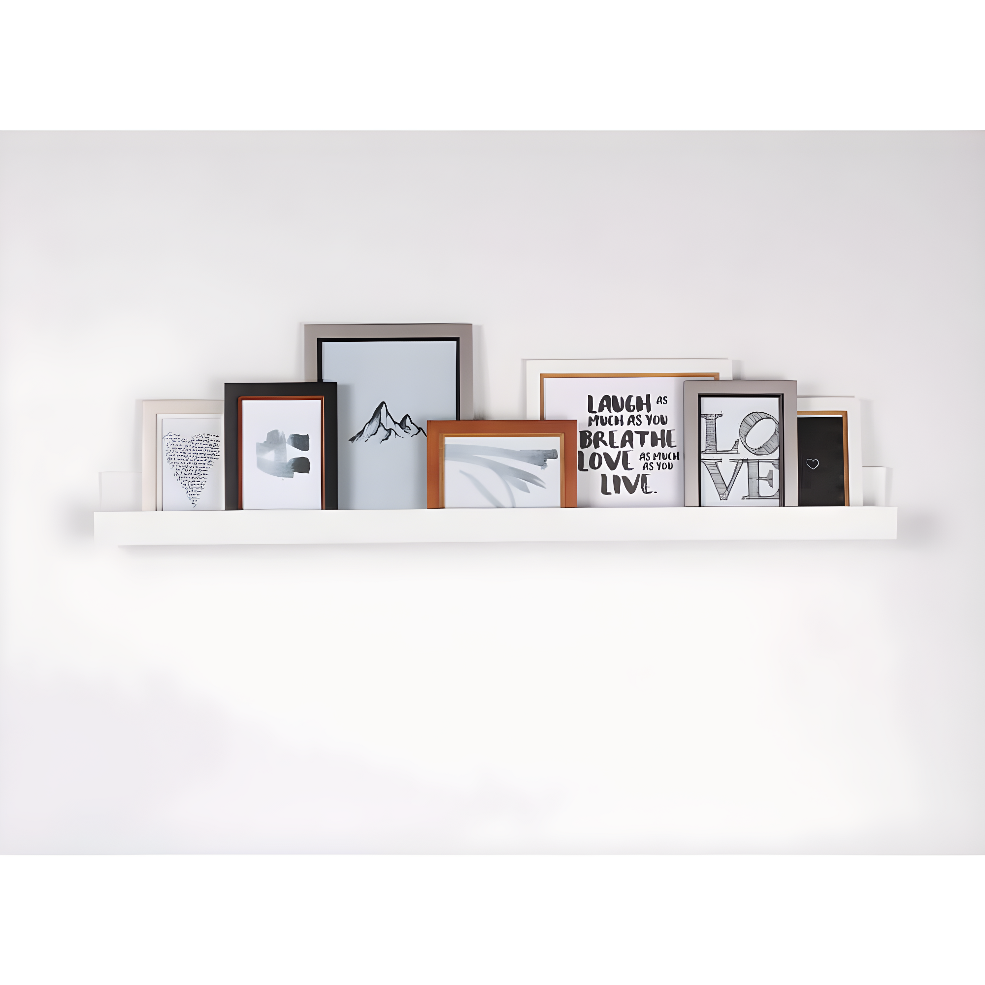 Kate & Laurel All Things Decor 3" x 42" Levie Wooden Picture Ledge Wall Shelf White: No Assembly, Wood Frame, Decorative Storage