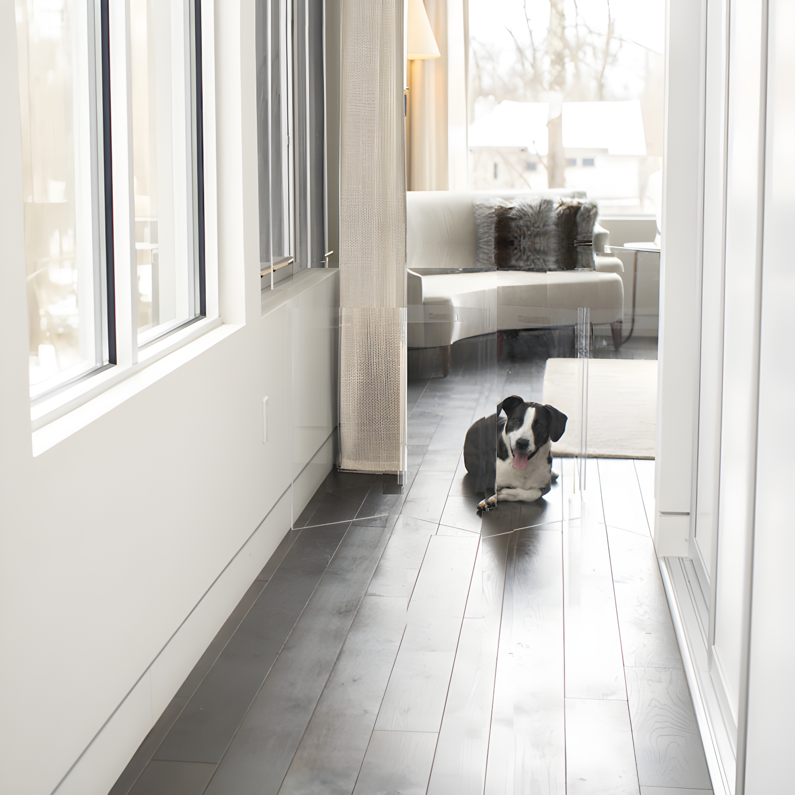 Hiddin Low Clear Freestanding Zig Zag Pet Gate