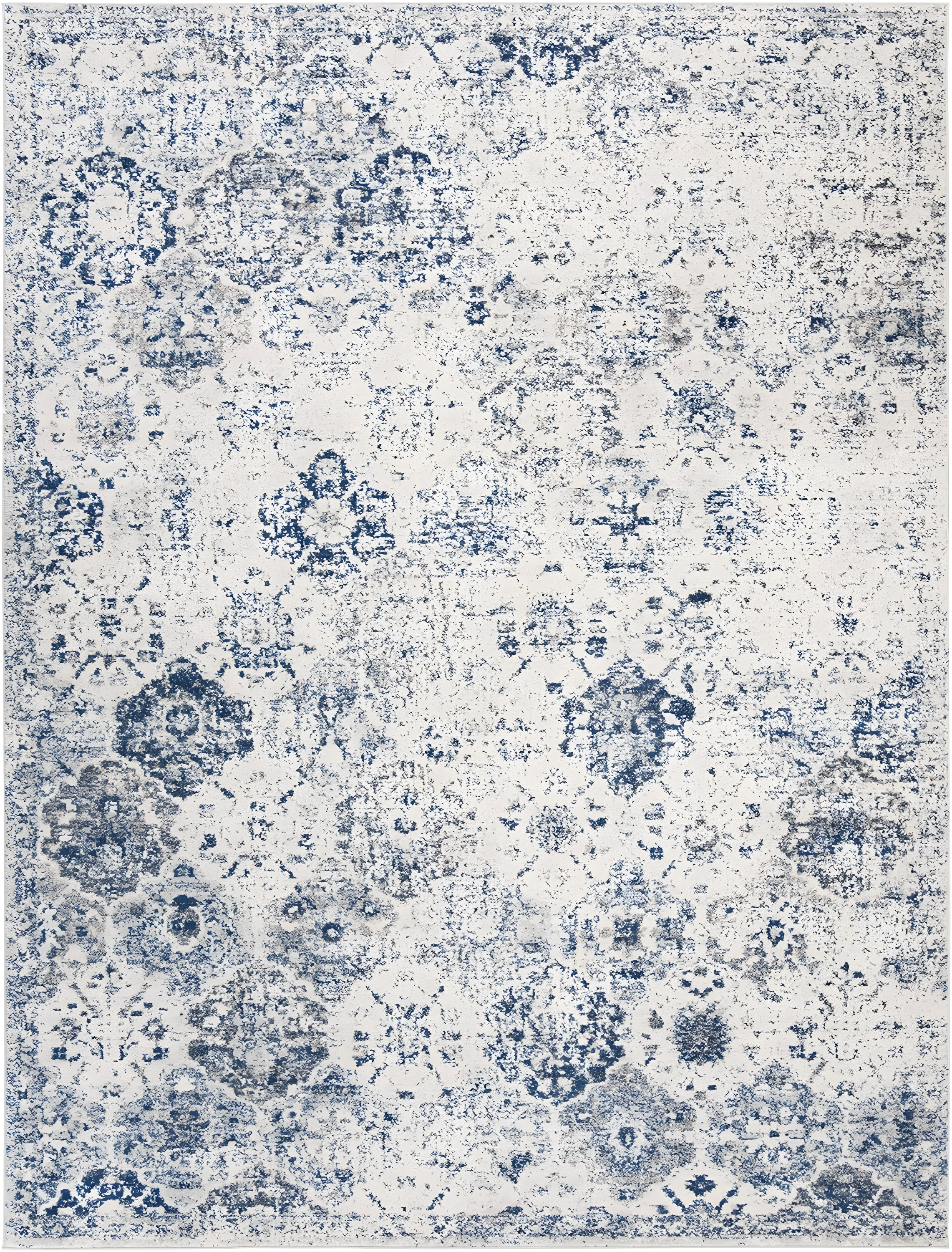 SAFAVIEH Madison Judith Distressed Area Rug, White/Royal Blue, 10' x 14'