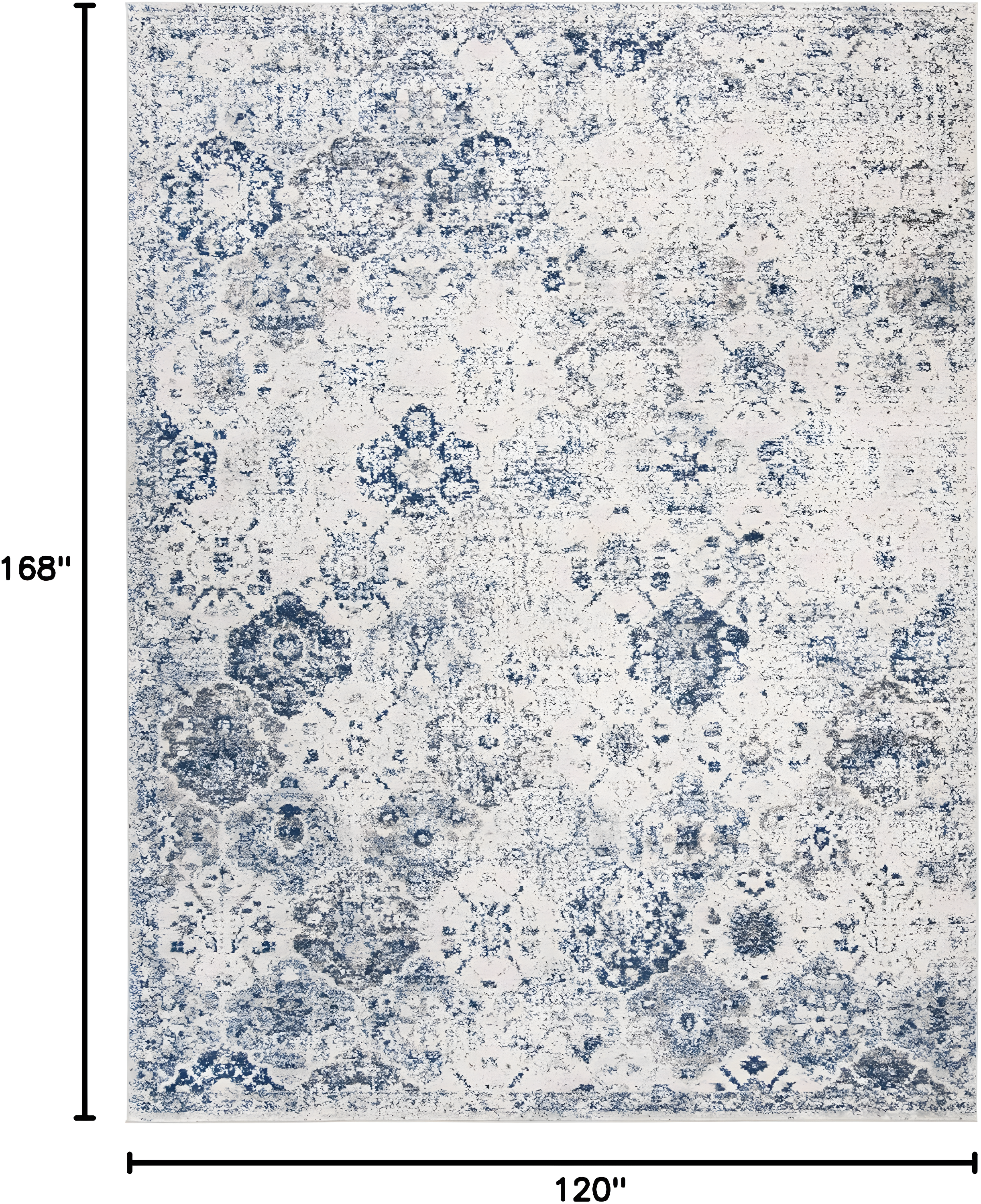 SAFAVIEH Madison Judith Distressed Area Rug, White/Royal Blue, 10' x 14'