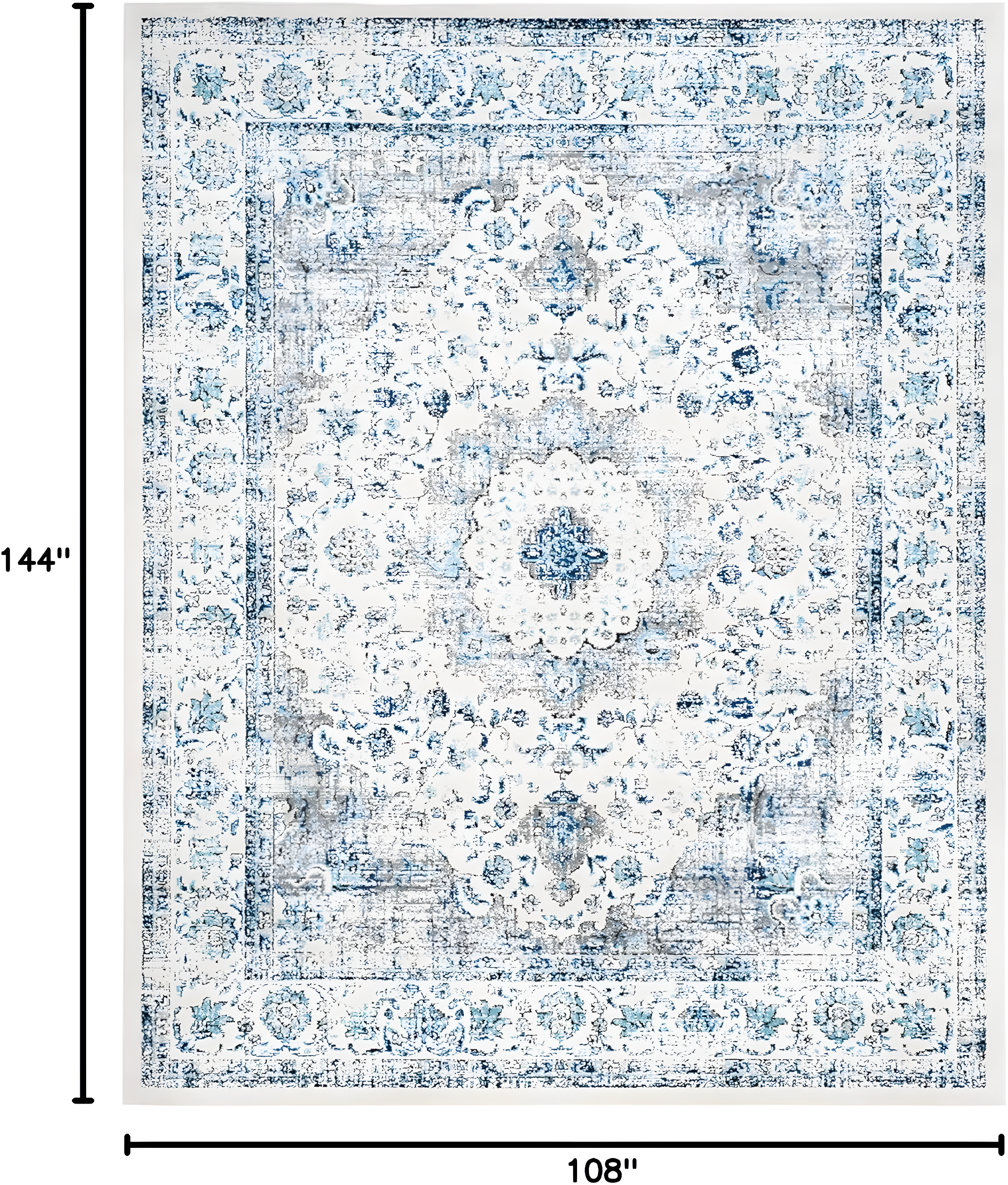 SAFAVIEH Evoke Teale Bordered Area Rug, Ivory/Grey, 9' x 12'
