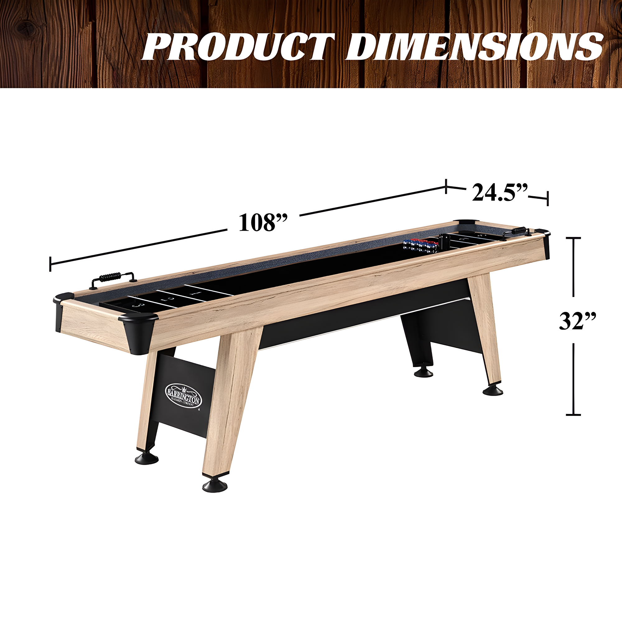 Barrington Billiards Company Barrington 9ft Wentworth Shuffleboard Table with 8-Puck Set