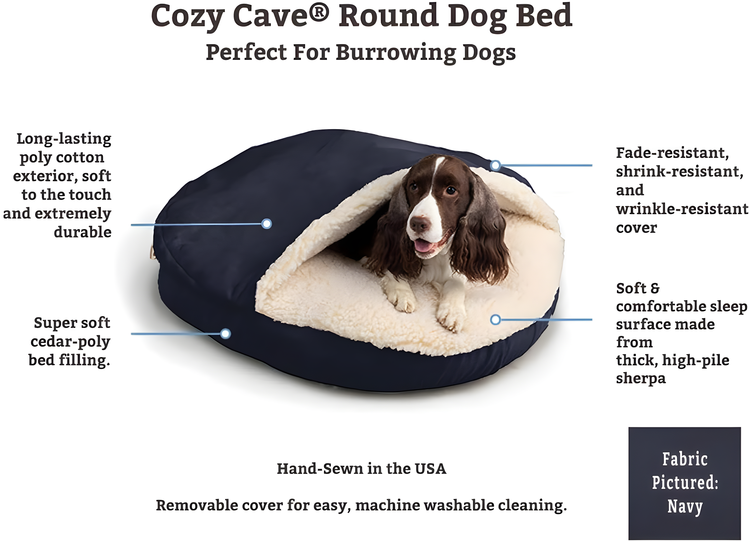 Snoozer Cozy Cave Hooded Dog Bed Poly/Cotton