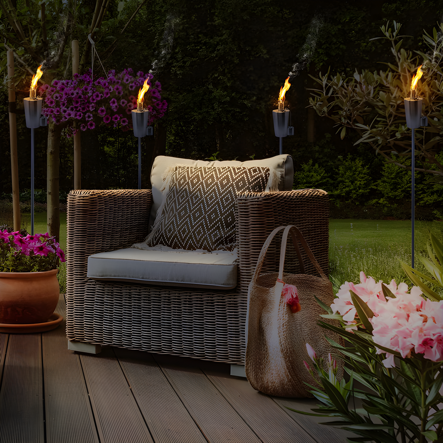 Matney Sorbus Garden Tiki Torches 60" Oil Lamp Fiberglass Wick (Set of 2)