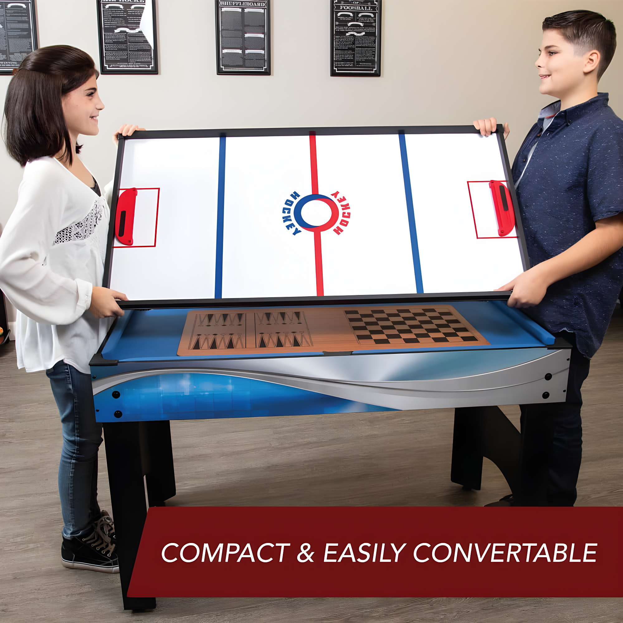 Hathaway Matrix 7-in-1 Multi-Game Table with Foosball, Pool, Tennis, 54-in