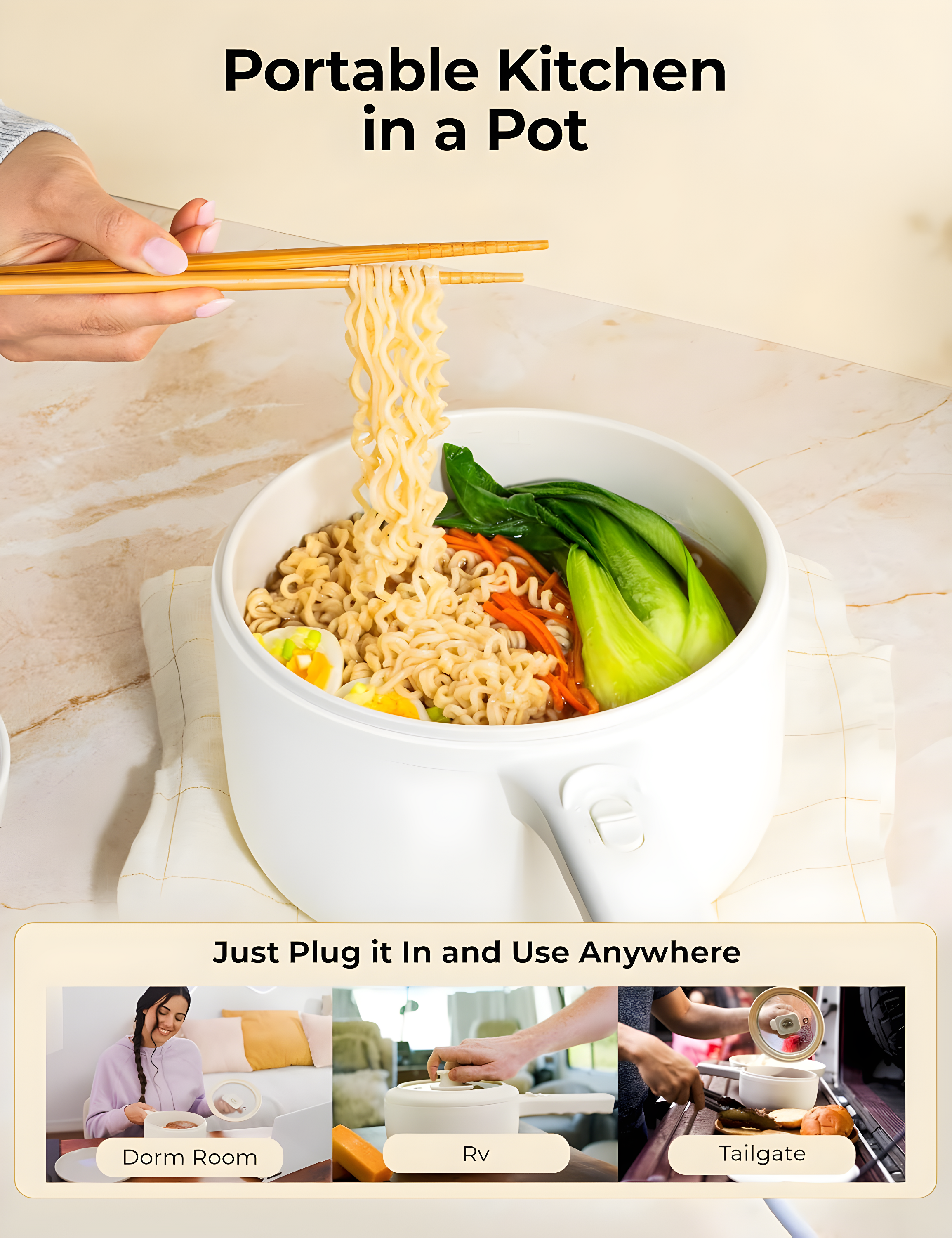 Ceramax Electric Hot Pot 1.5 Liters Nonstick Ceramic Skillet Pan Mini Cooker With Lid Steamer