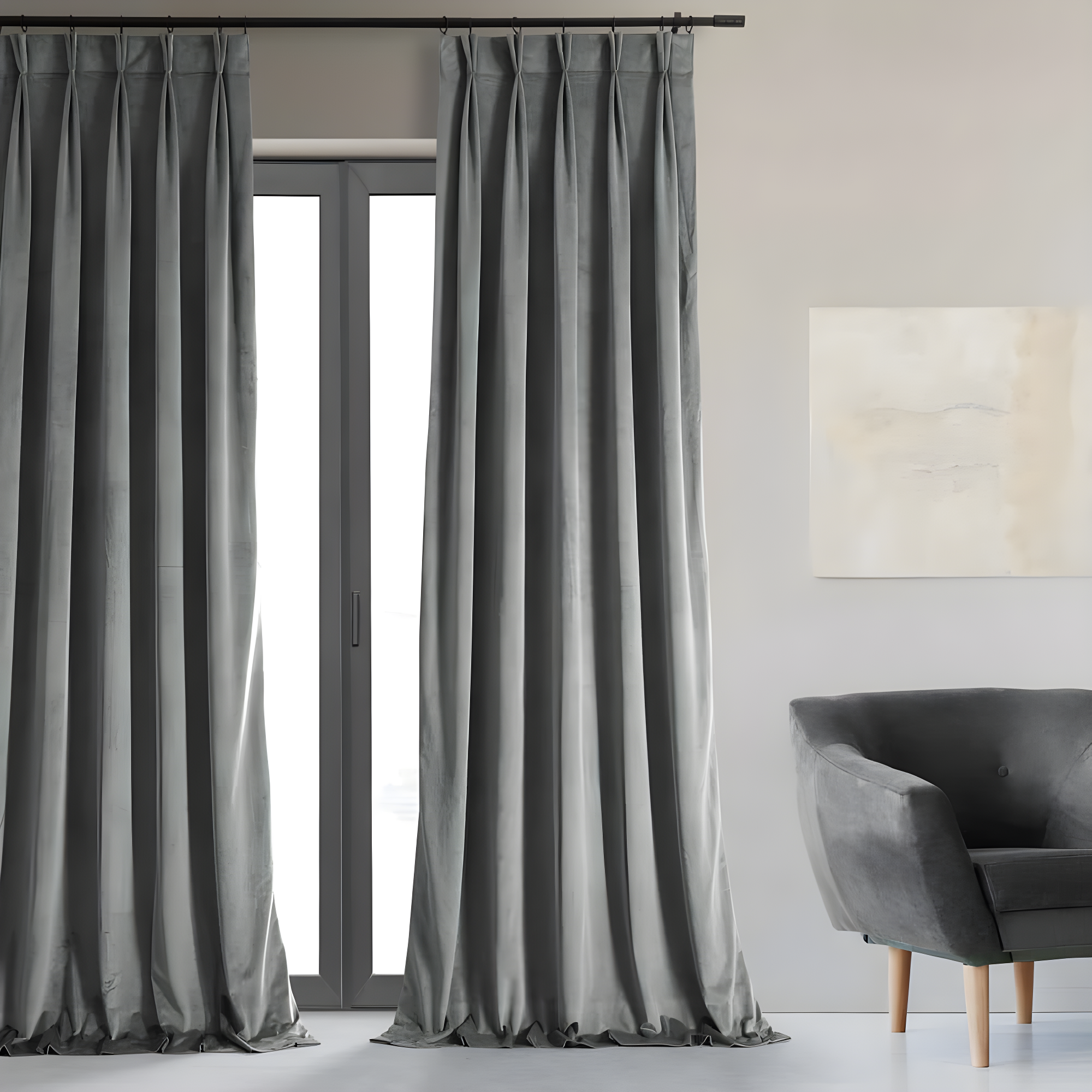 HPD Half Price Drapes Velvet Blackout Curtains/Drapes - 96 Inches Long 1 Panel Blackout Curtain Signature Pleated for Living Room & Bedroom - 25W X 96L, Silver Grey