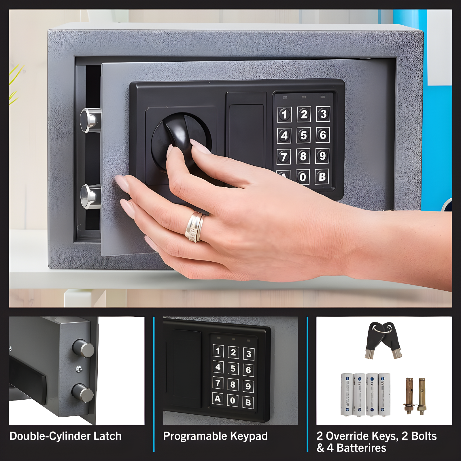 Stalwart Stalwart Digital Safe Box - Lock Box Protects Money, Jewelry, Passports - For Home or Office