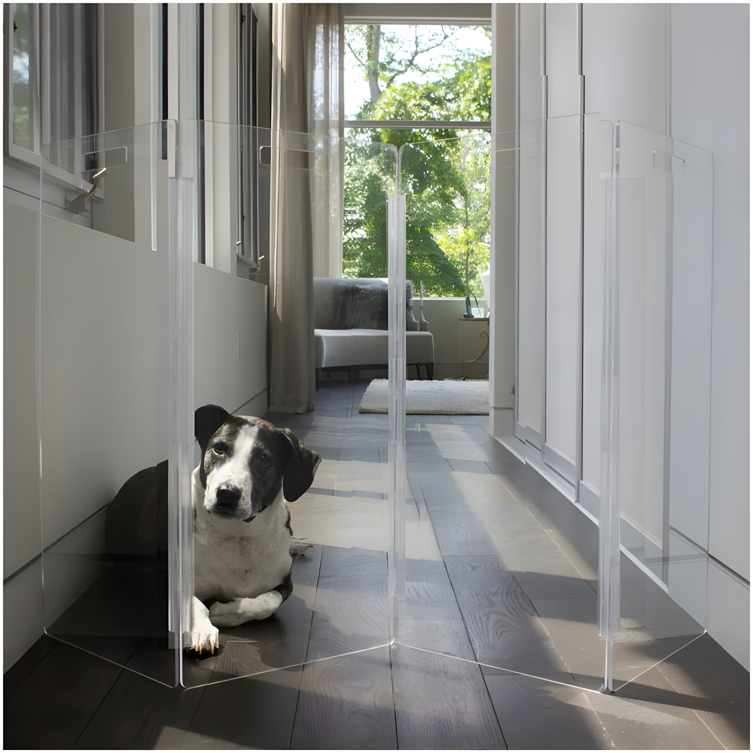 Hiddin Clear Freestanding Tall Zig Zag Pet Gate