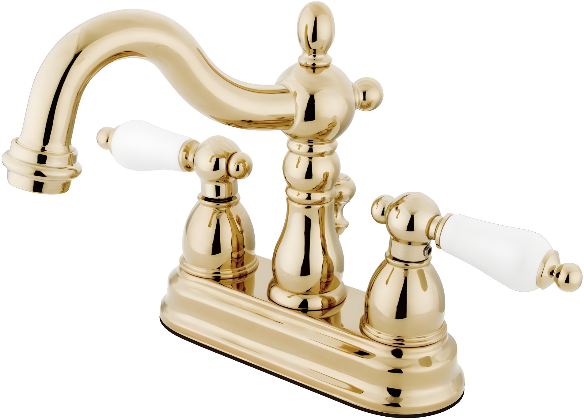Kingston Brass Heritage Two-Handle 3-Hole Deck Mount 4" Centerset Bathroom Faucet with Plastic Pop-Up