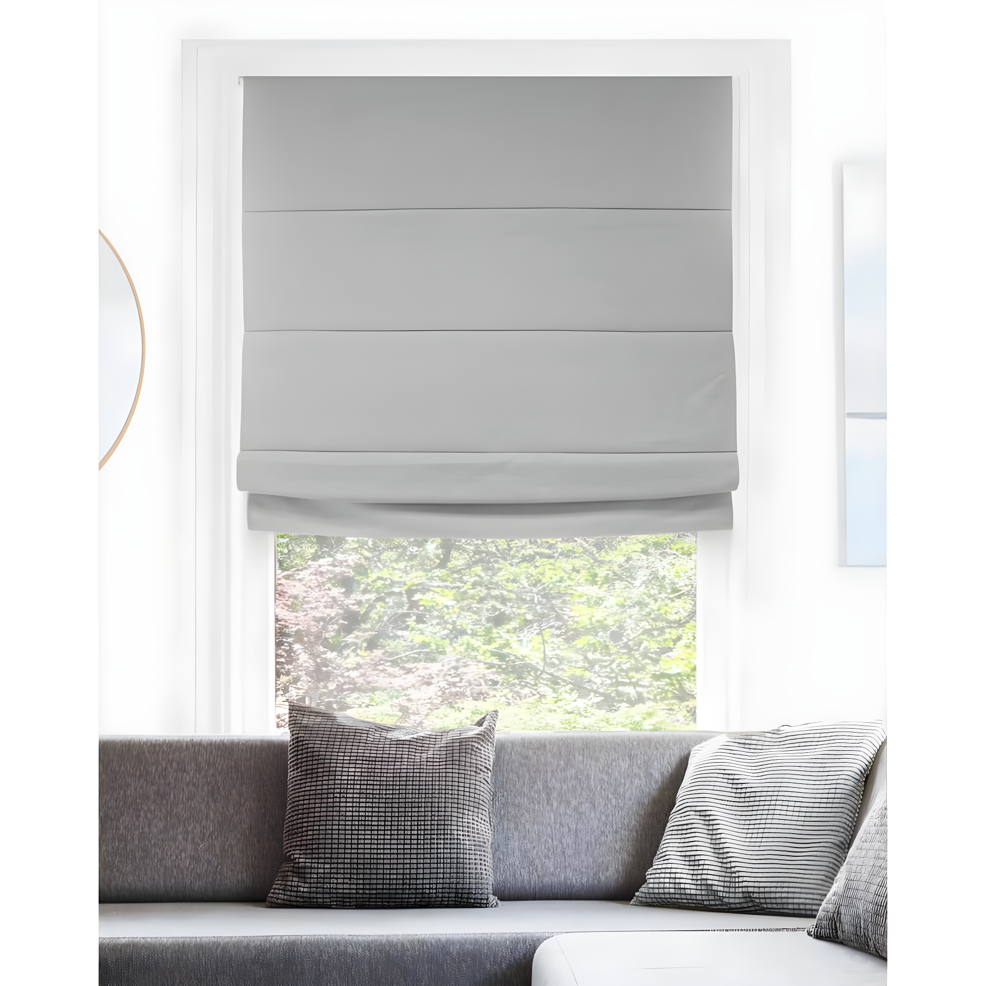 27"x64" Chicology Blackout Roman Shade Pearl Gray