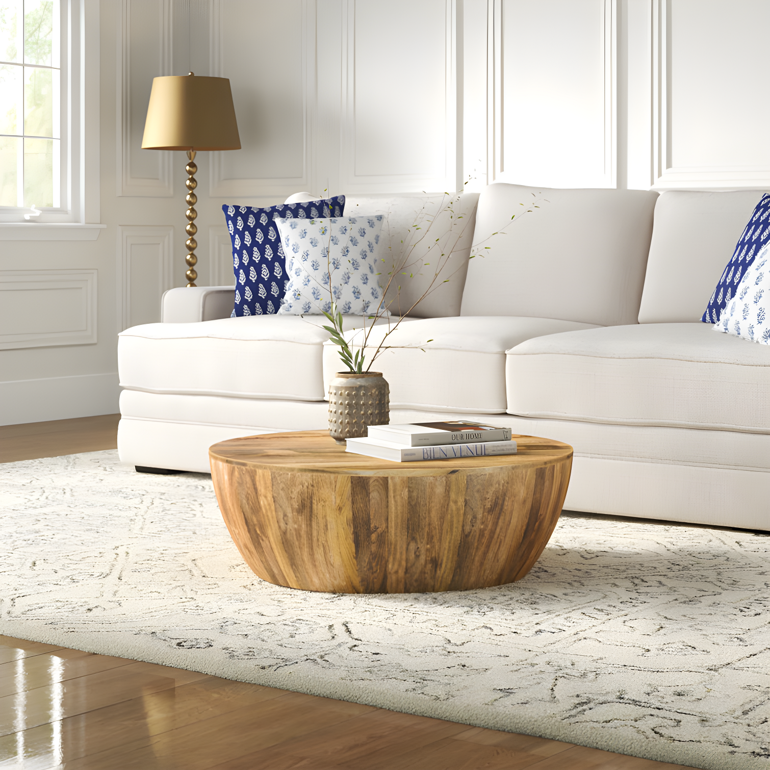 Vivenne Mango Wood Drum Coffee Table