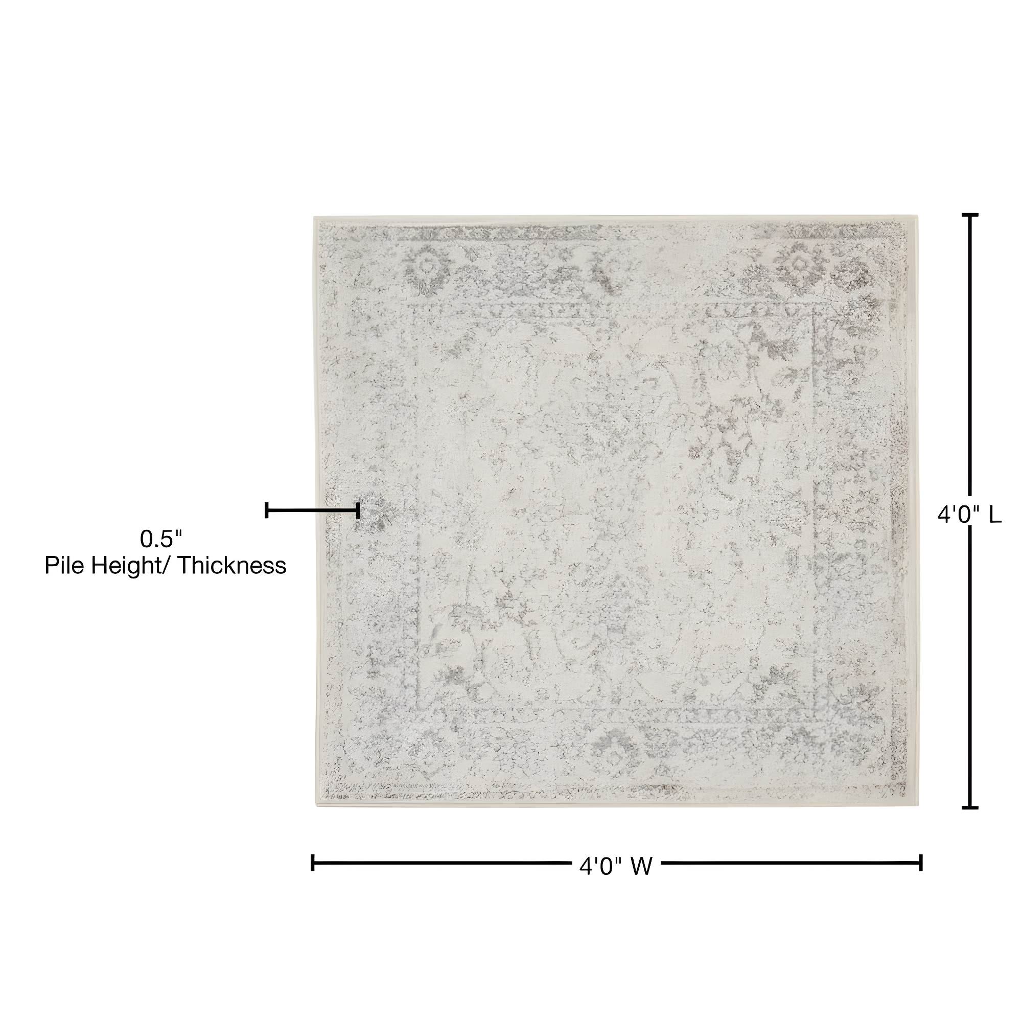 Adirondack ADR109 Machine Made Indoor Area Rug - Ivory/Silver - 4'x4' - Safavieh