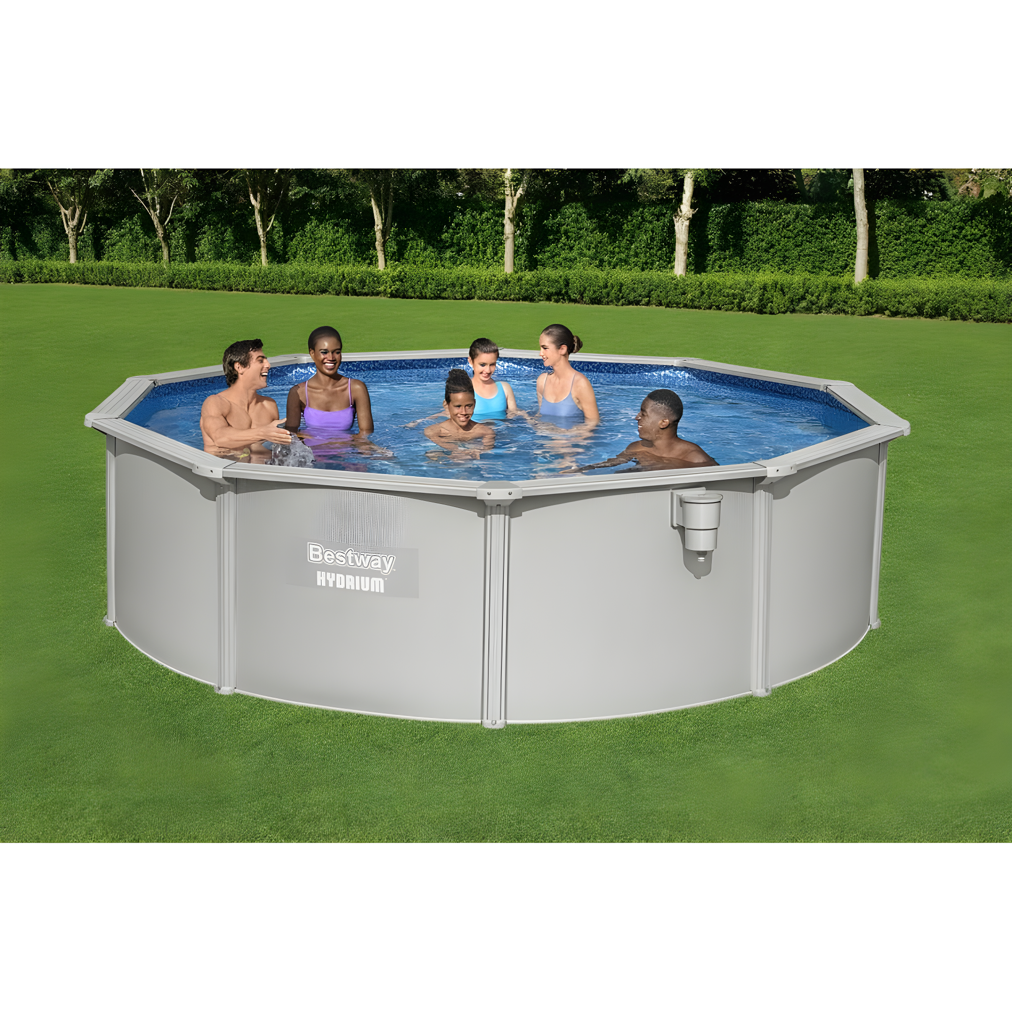 Bestway Hydrium 15' x 48" Steel Wall Above Ground Swimming Pool Set, Gray