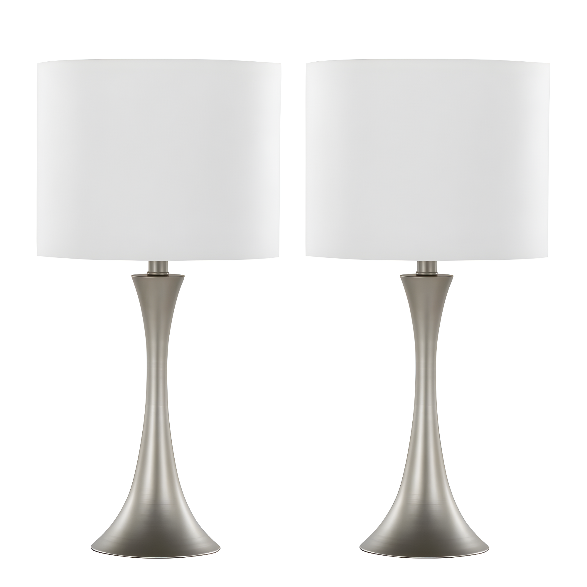 LumiSource: Lenuxe 24" Metal Table Lamps with Linen Drum Shade, Set of 2 - UL Listed, No Bulbs Included