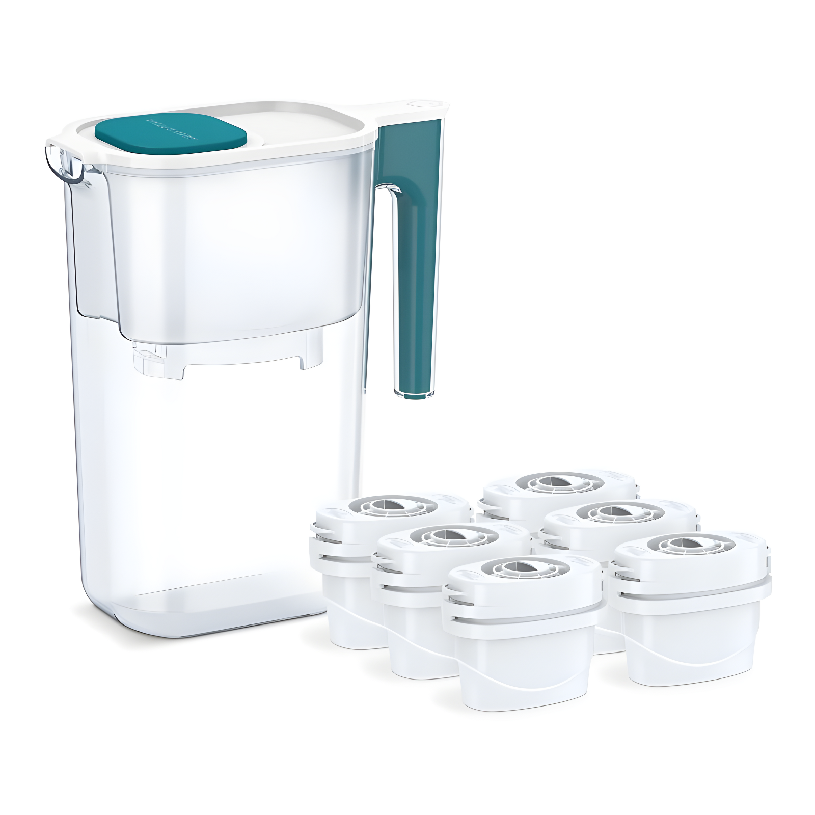 Aqua Optima Perfect Pour 6 Cup Water Filter Pitcher By Aqua Optima, Ergonomic, Eliminates Splashes And Spills, Bpa Free, Wqa Certified, Includes 6 Evolve+ Water Filters, Blue