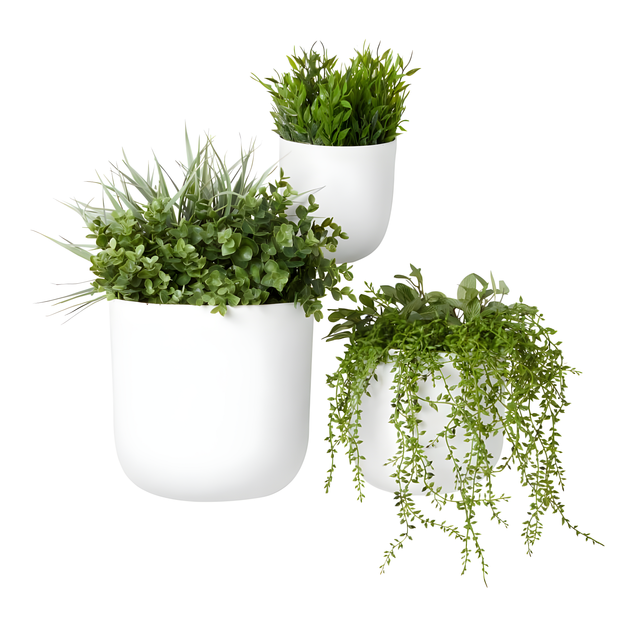 DecMode 9", 7", 6"H Round White Metal Indoor Outdoor Floating Dome Wall Planter (3 Count)