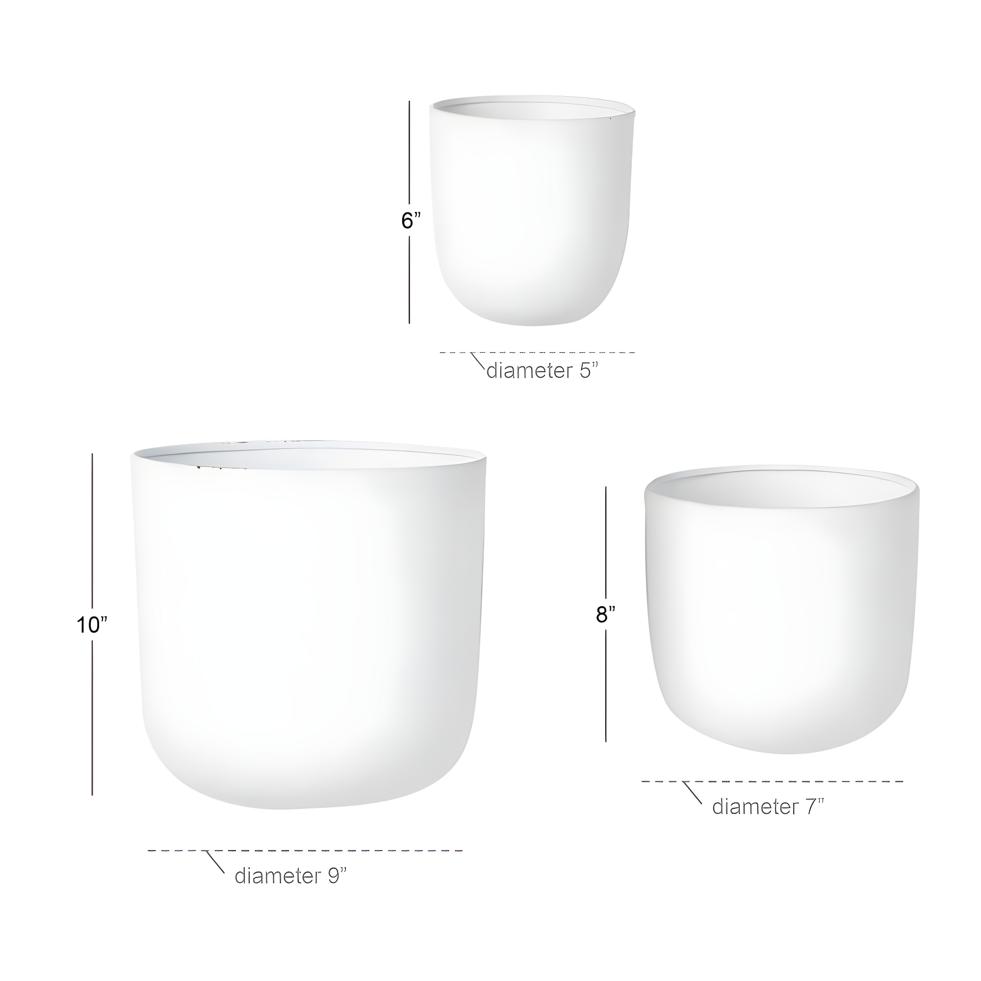 DecMode 9", 7", 6"H Round White Metal Indoor Outdoor Floating Dome Wall Planter (3 Count)