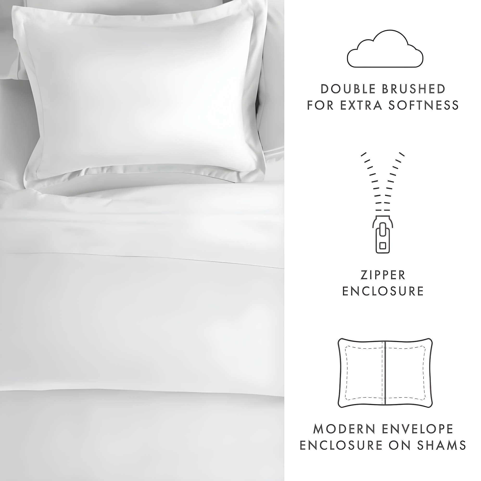 White Microfiber Twin 3-Piece Duvet Cover Set