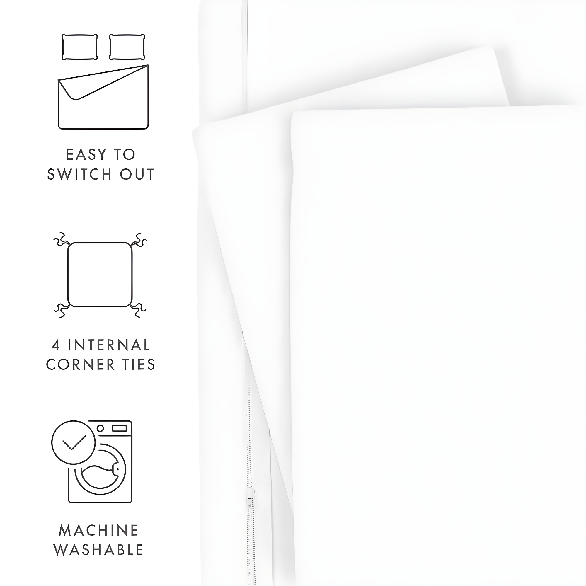 White Microfiber Twin 3-Piece Duvet Cover Set