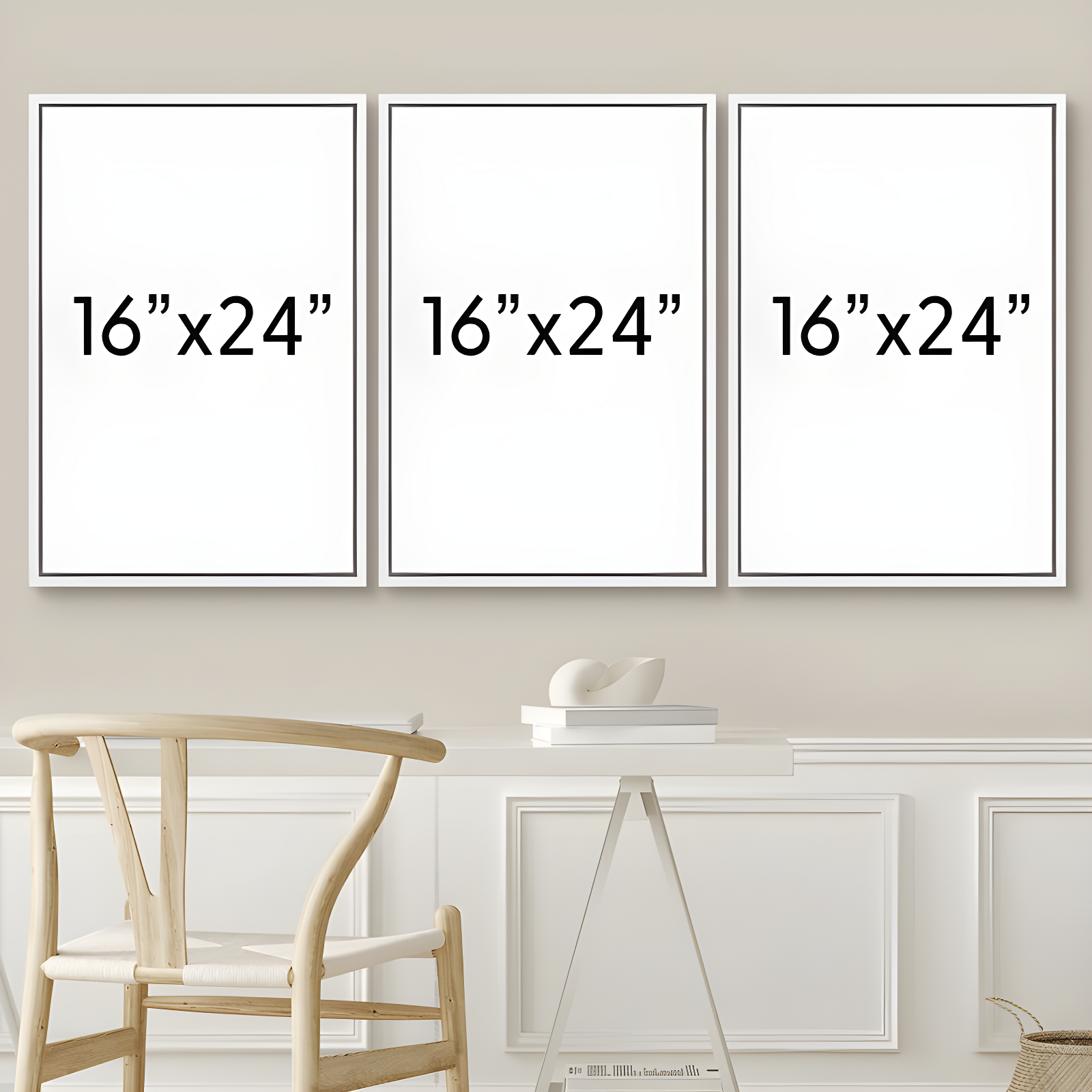 Mid Century Modern Boho IDEA4WALL Framed Canvas Print Wall Art Set Geometric Tropical Landscape Abstract Shapes Illustrations Minimalism Bohemian Decorative For Living Room, Bedroom, Office - 24"X36"X3 Natural