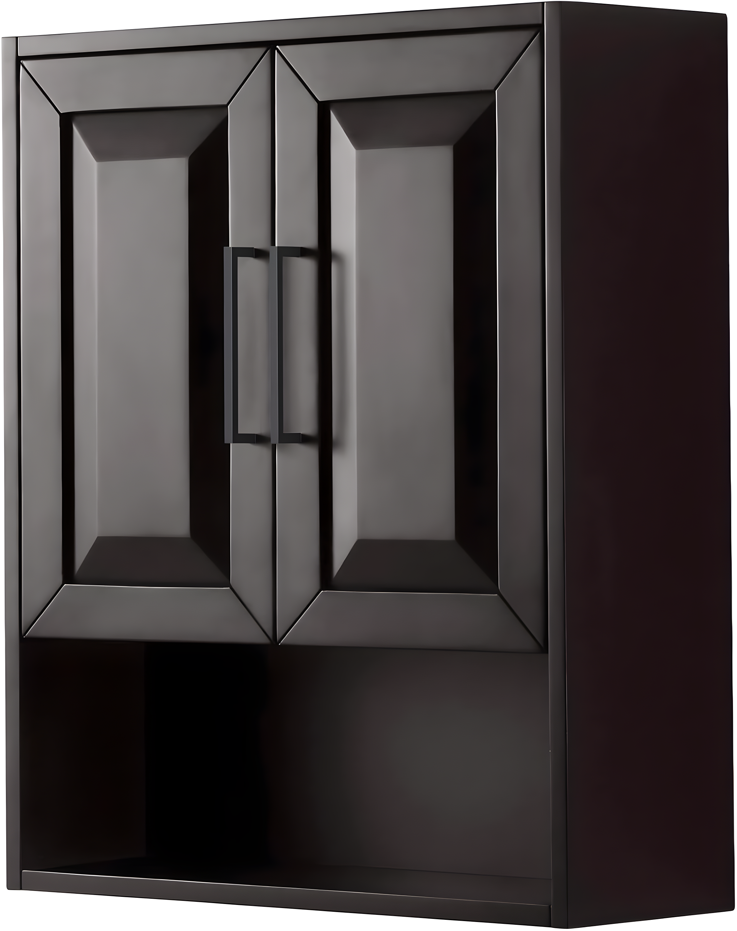 Wyndham Collection WCV2525WCEB Dark Espresso Daria Over-the-Toilet Bathroom Wall-Mounted Storage Cabinet with Matte Black Trim