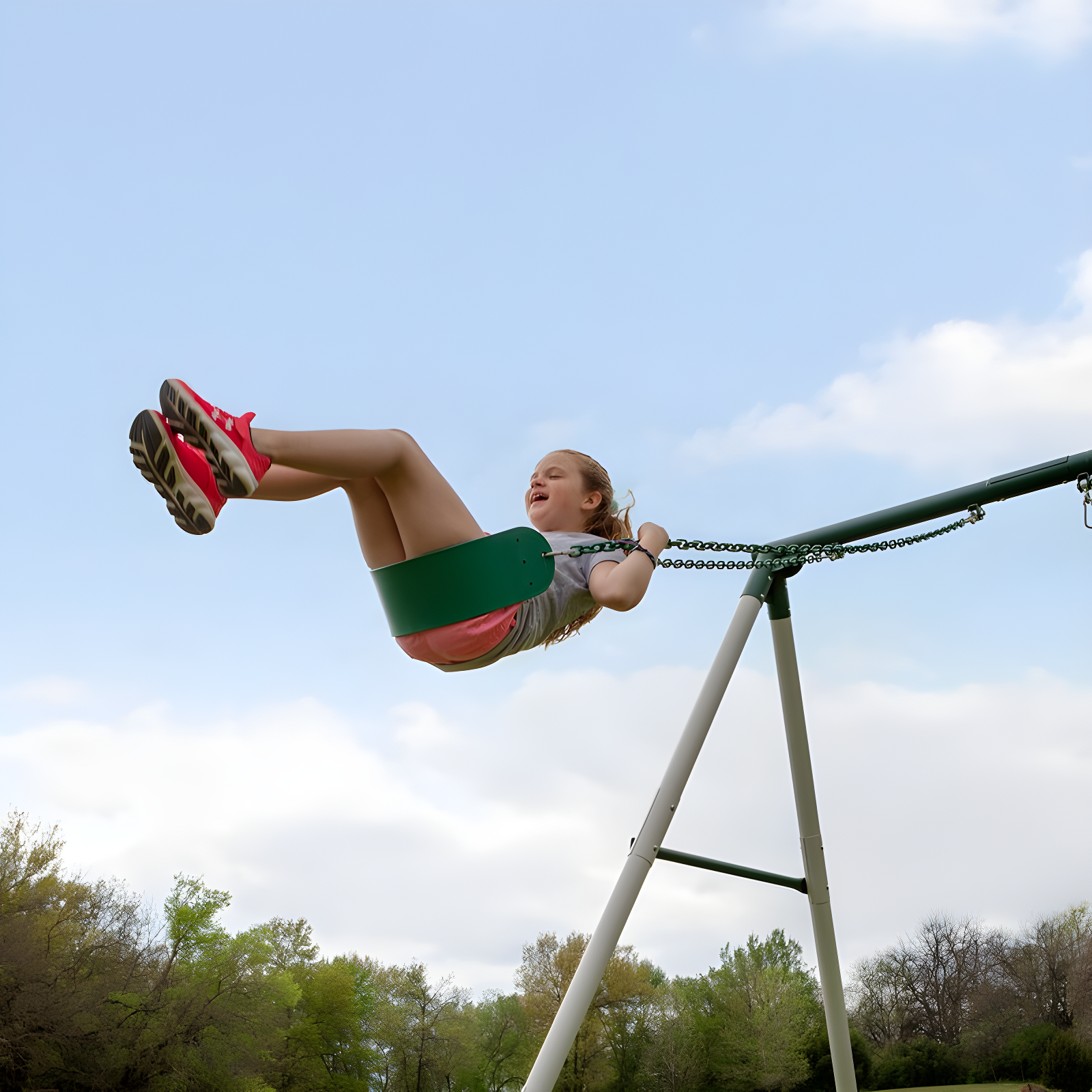 Backyard Discovery Backyard Discovery Big Brutus Galvanized Steel A-Frame Swing Set with Two Belt Swings and One Trapeze Bar