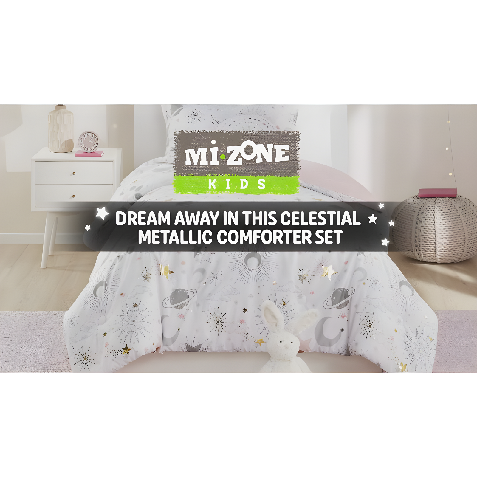 Intelligent Design Kids Celia Starry Sky Metallic Print Comforter Set