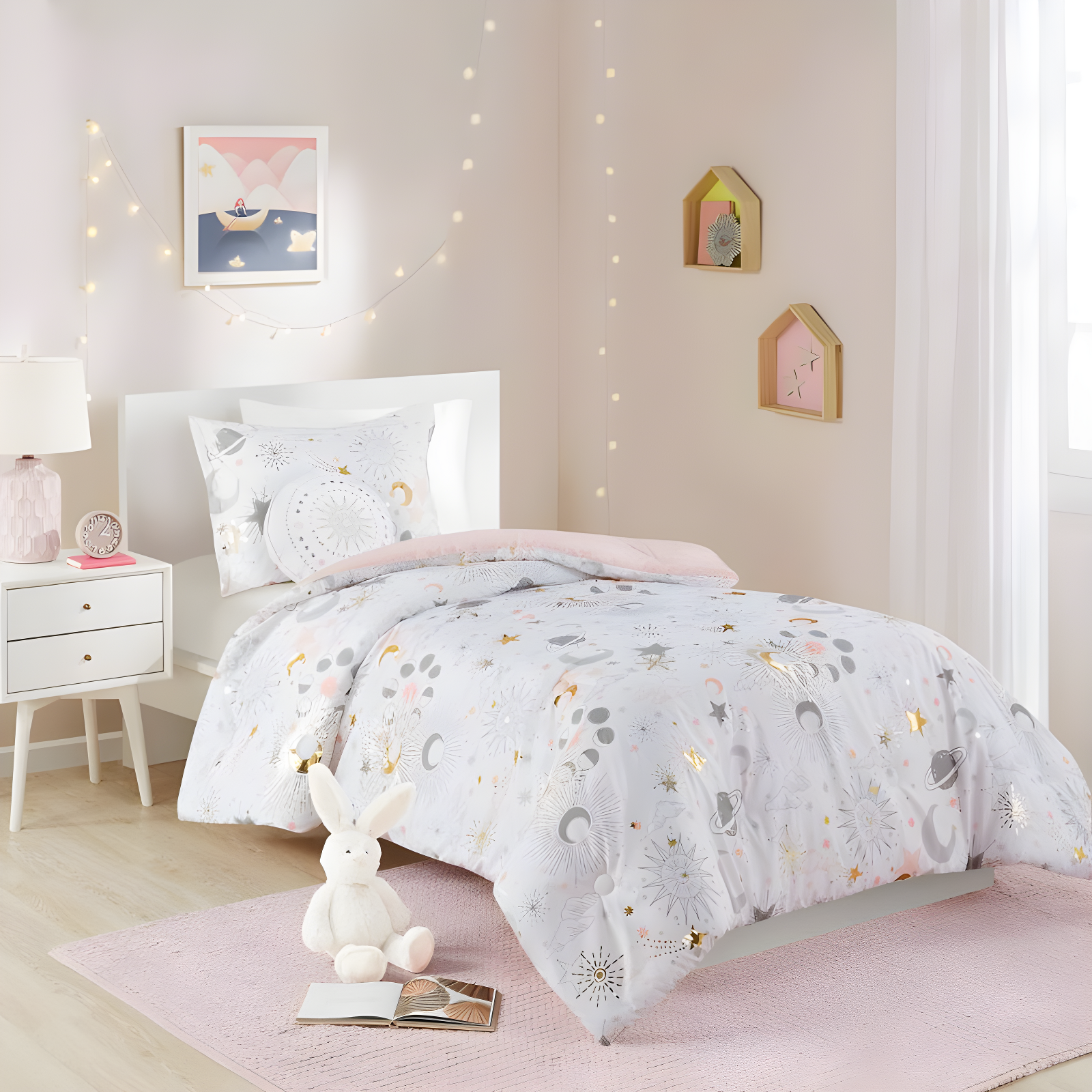 Intelligent Design Kids Celia Starry Sky Metallic Print Comforter Set