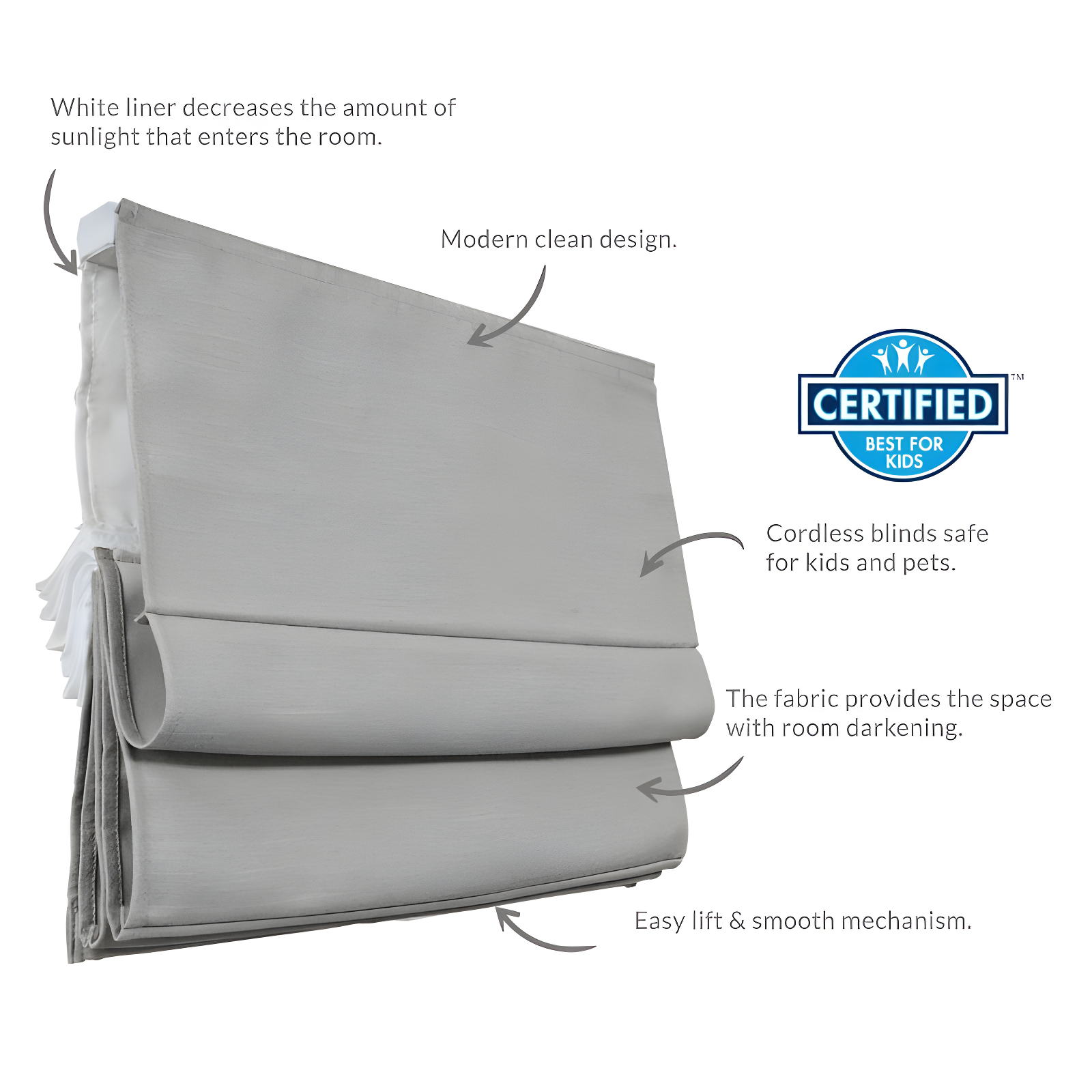 27"x64" Chicology Blackout Roman Shade Pearl Gray