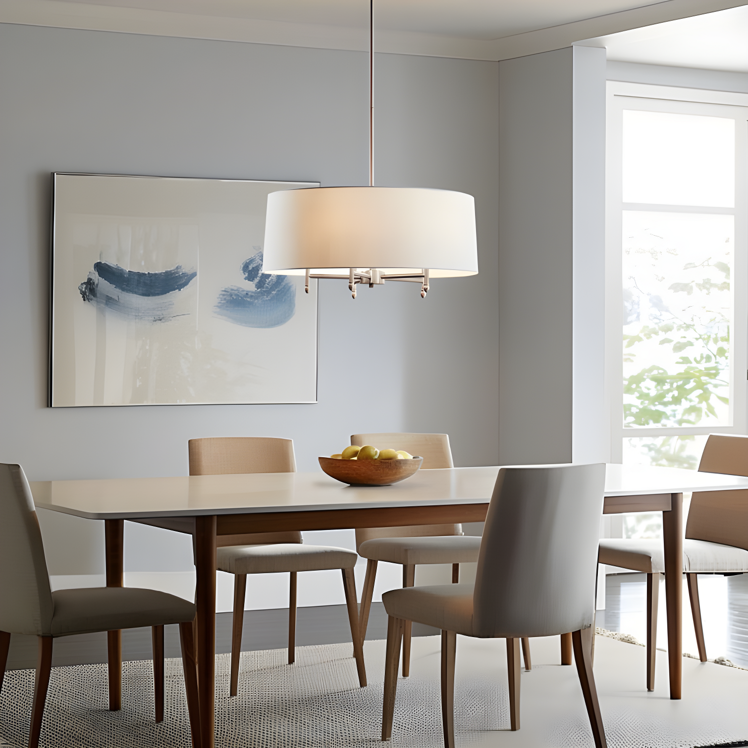 Hampton Hill Presidio 5-Light Dimmable Chandelier with Drum-shaped Fabric Shade & Adjustable Height