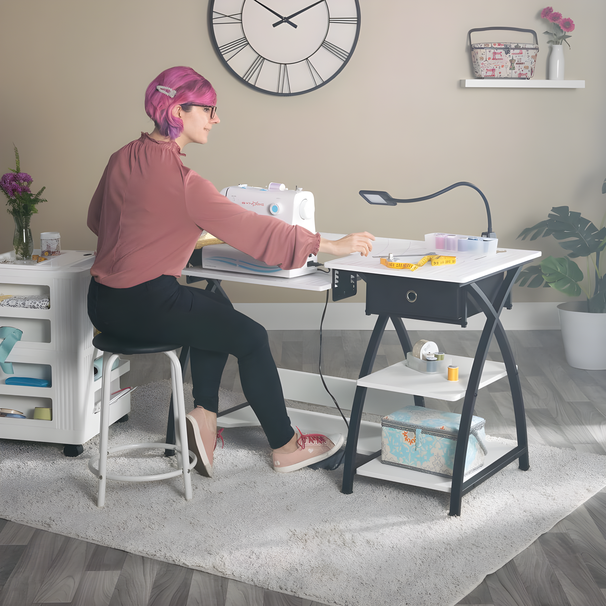 47.25'' x 23.5'' Sewing Table with Sewing Machine Platform