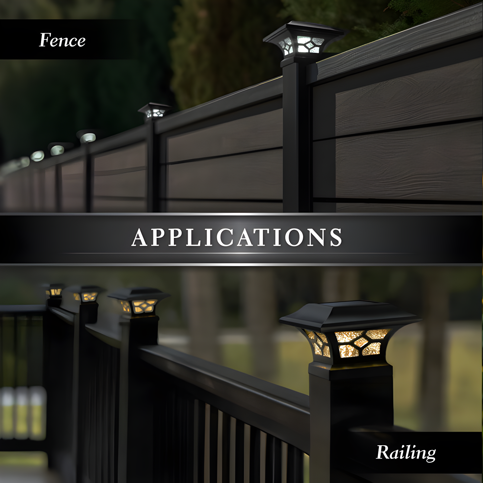 Classy Caps Low Voltage Integrated LED Aluuminum Fence Post Cap Light 2.5 In. X 2.5 In. with Base Adapter Included