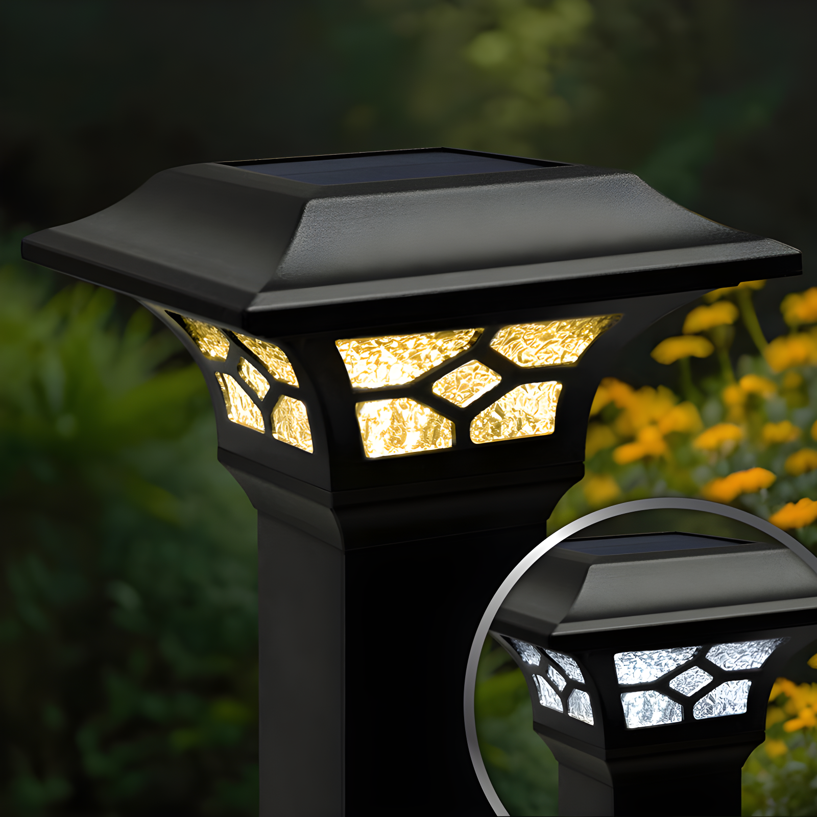 Classy Caps Low Voltage Integrated LED Aluuminum Fence Post Cap Light 2.5 In. X 2.5 In. with Base Adapter Included