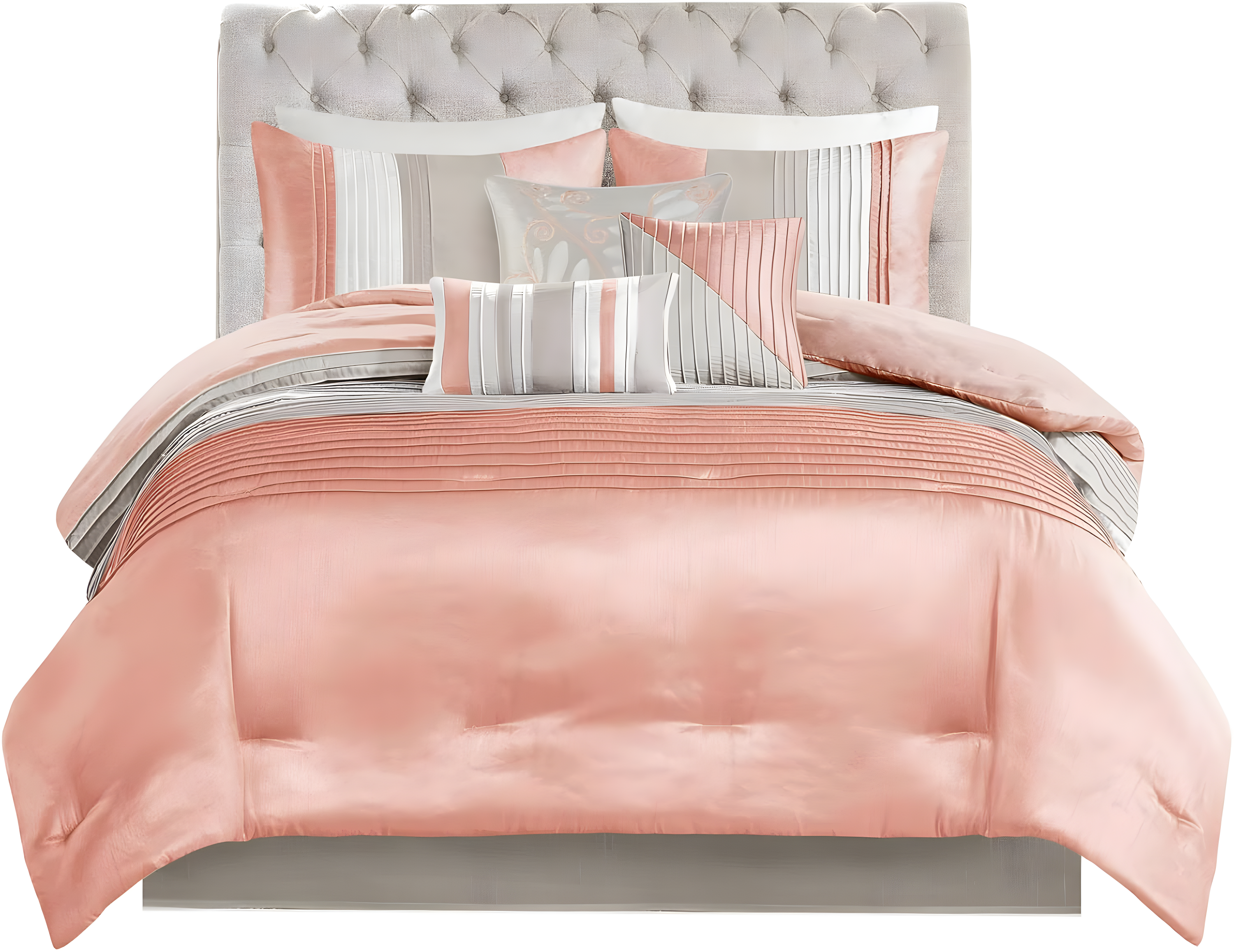 Madison Park Amherst 7 Piece Striped and Pleated Comforter Set