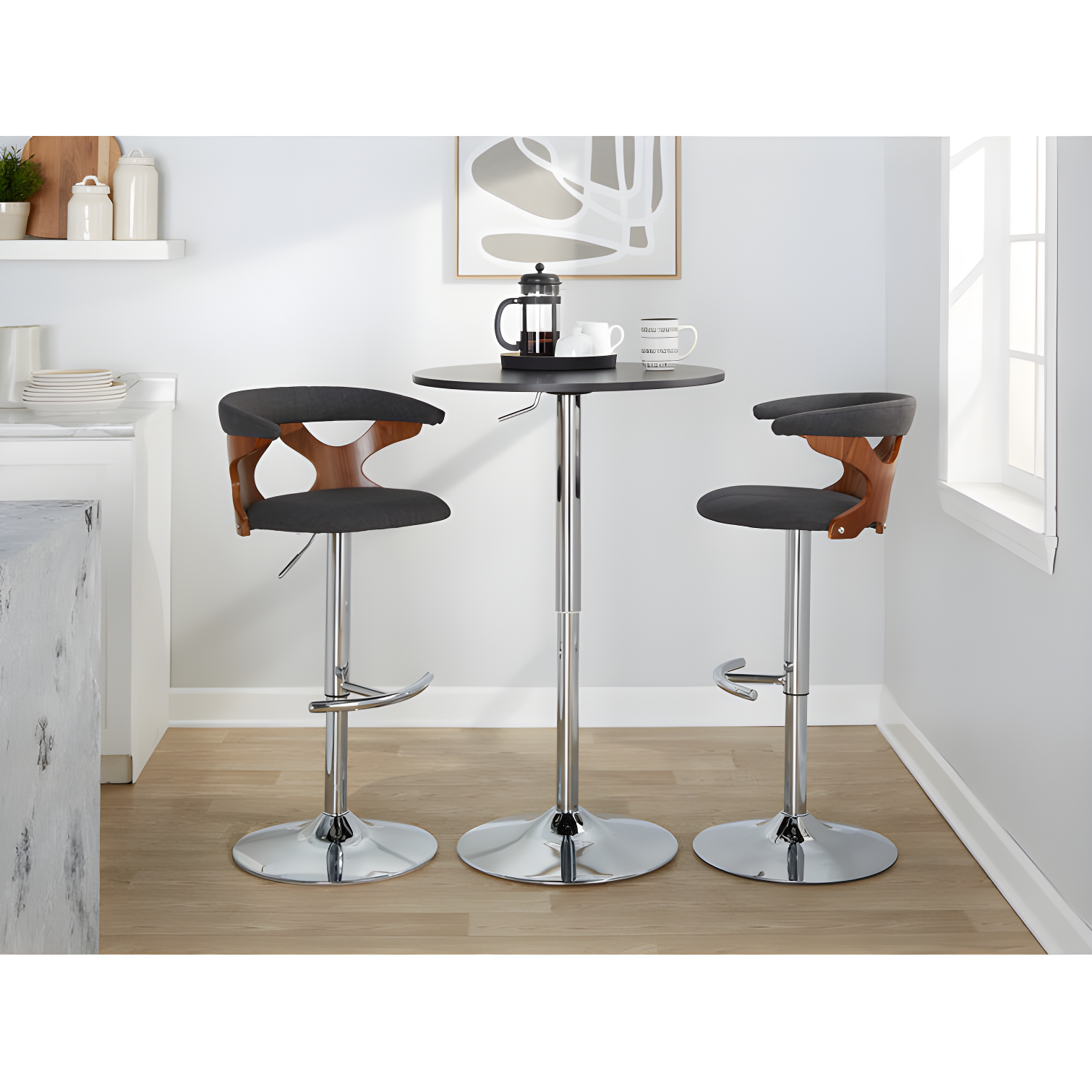 Gardenia Swivel Upholstered Adjustable Height Counter Stool with Metal Frame (Set of 2)