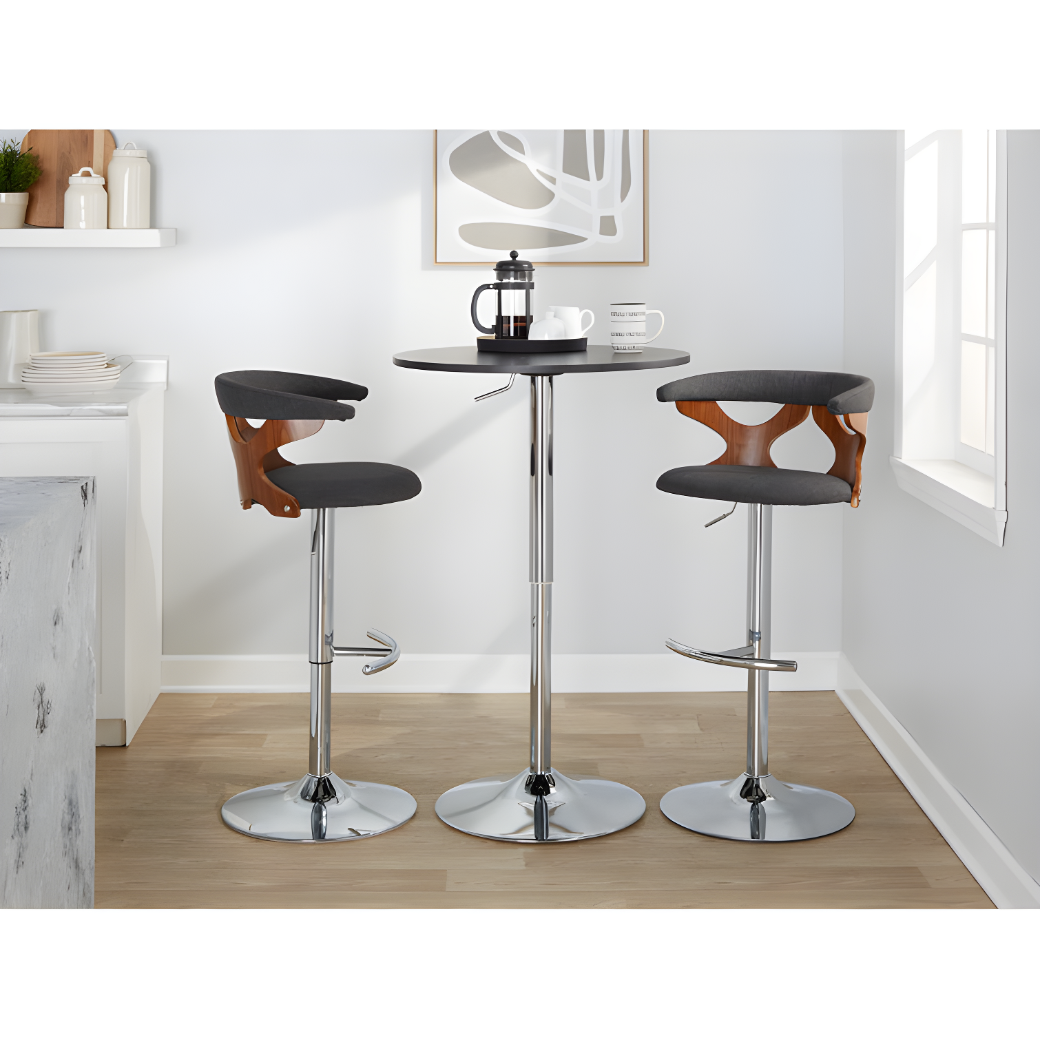 Gardenia Swivel Upholstered Adjustable Height Counter Stool with Metal Frame (Set of 2)