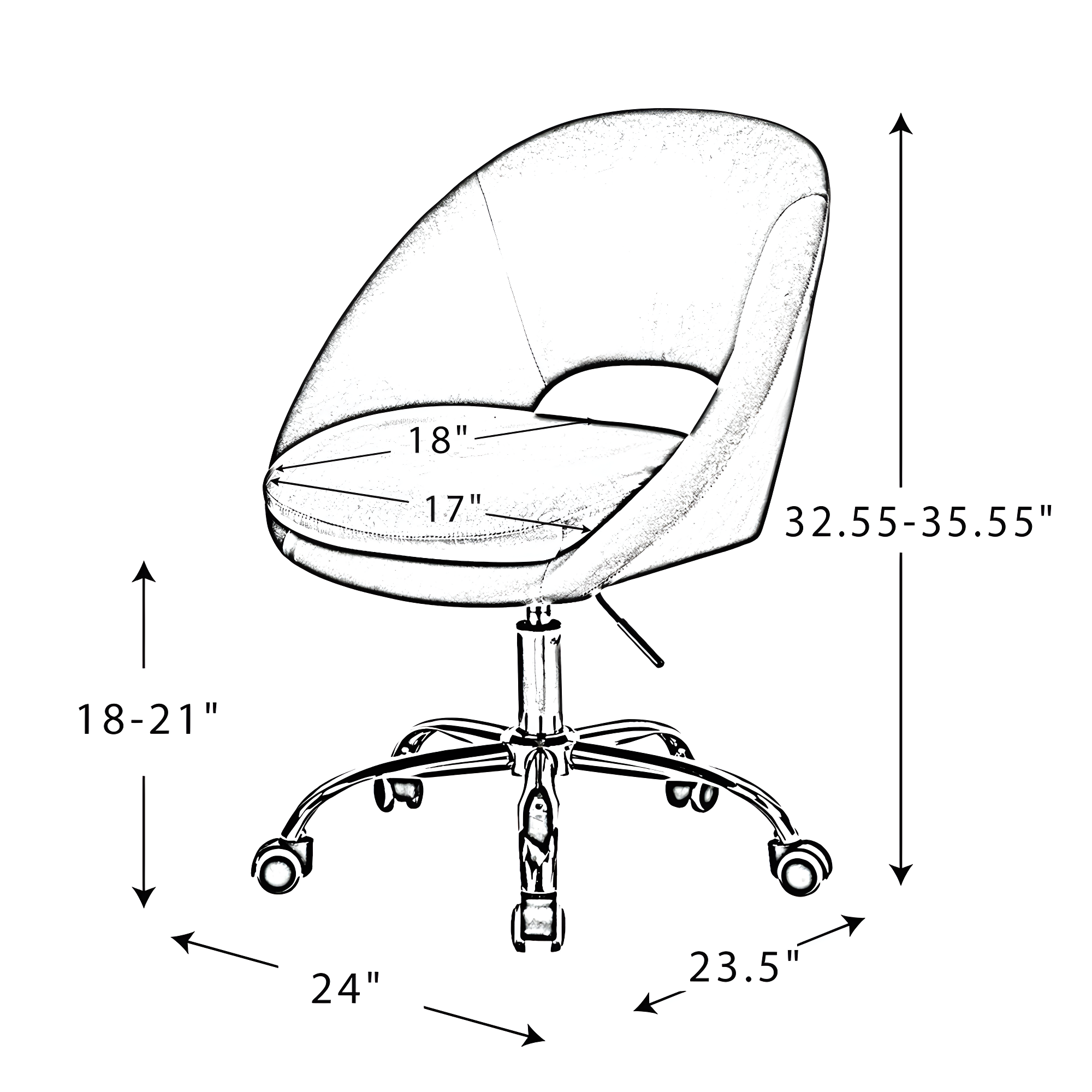 Louise Velvet Modern Task Chair with Ergonomic Design