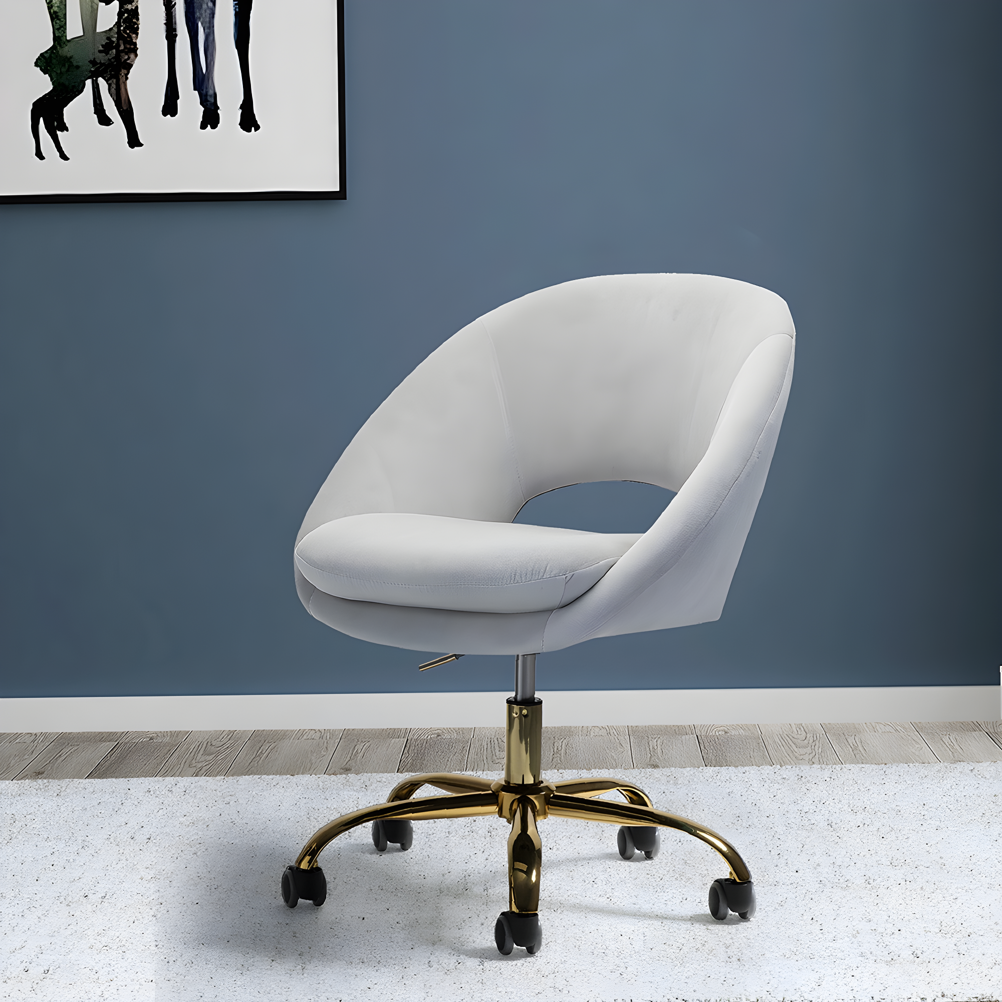 Louise Velvet Modern Task Chair with Ergonomic Design
