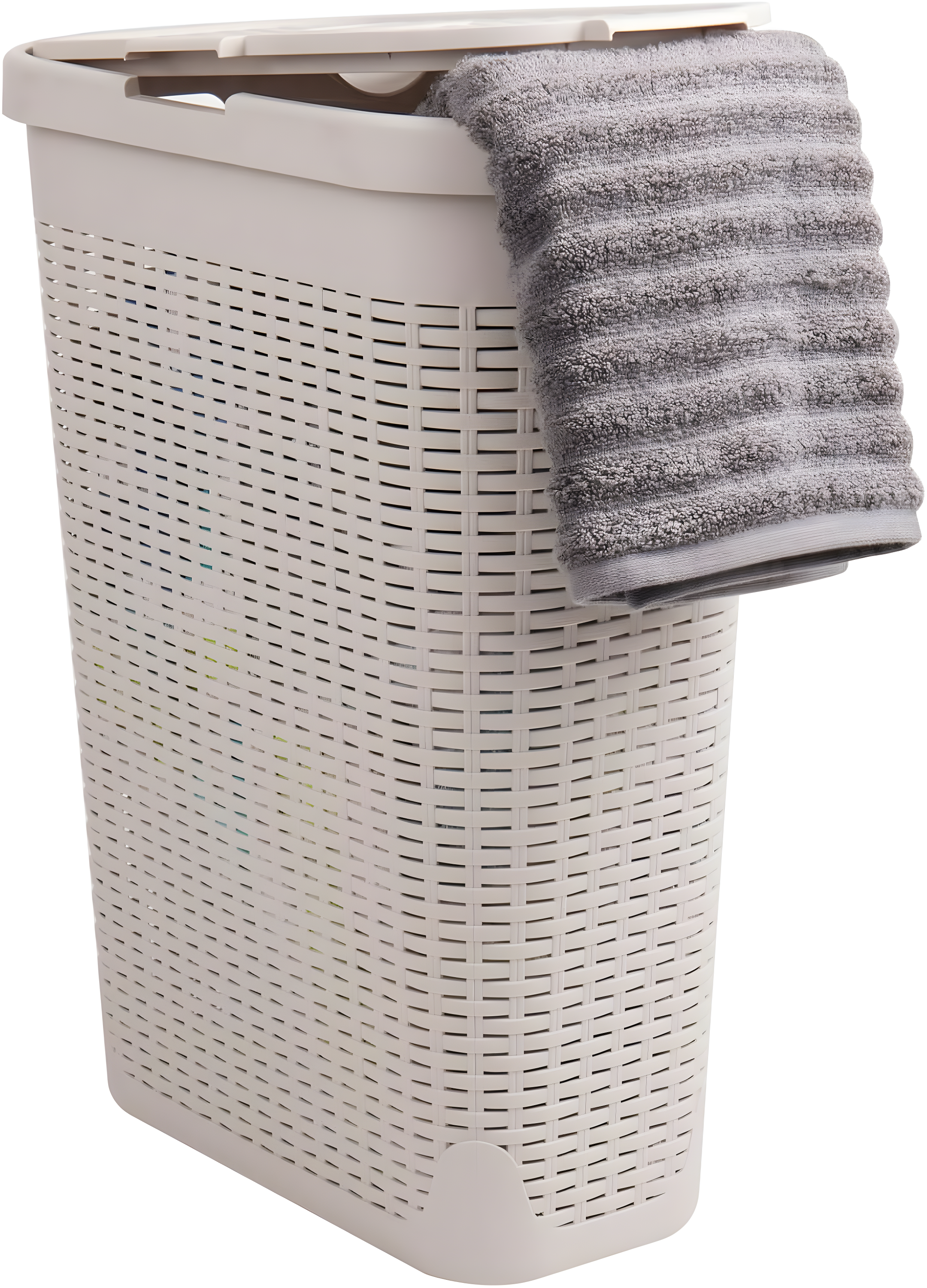 Mind Reader Mind Reader 40L Slim Laundry Hamper, Clothes Basket, Lid, Wicker Design, Plastic