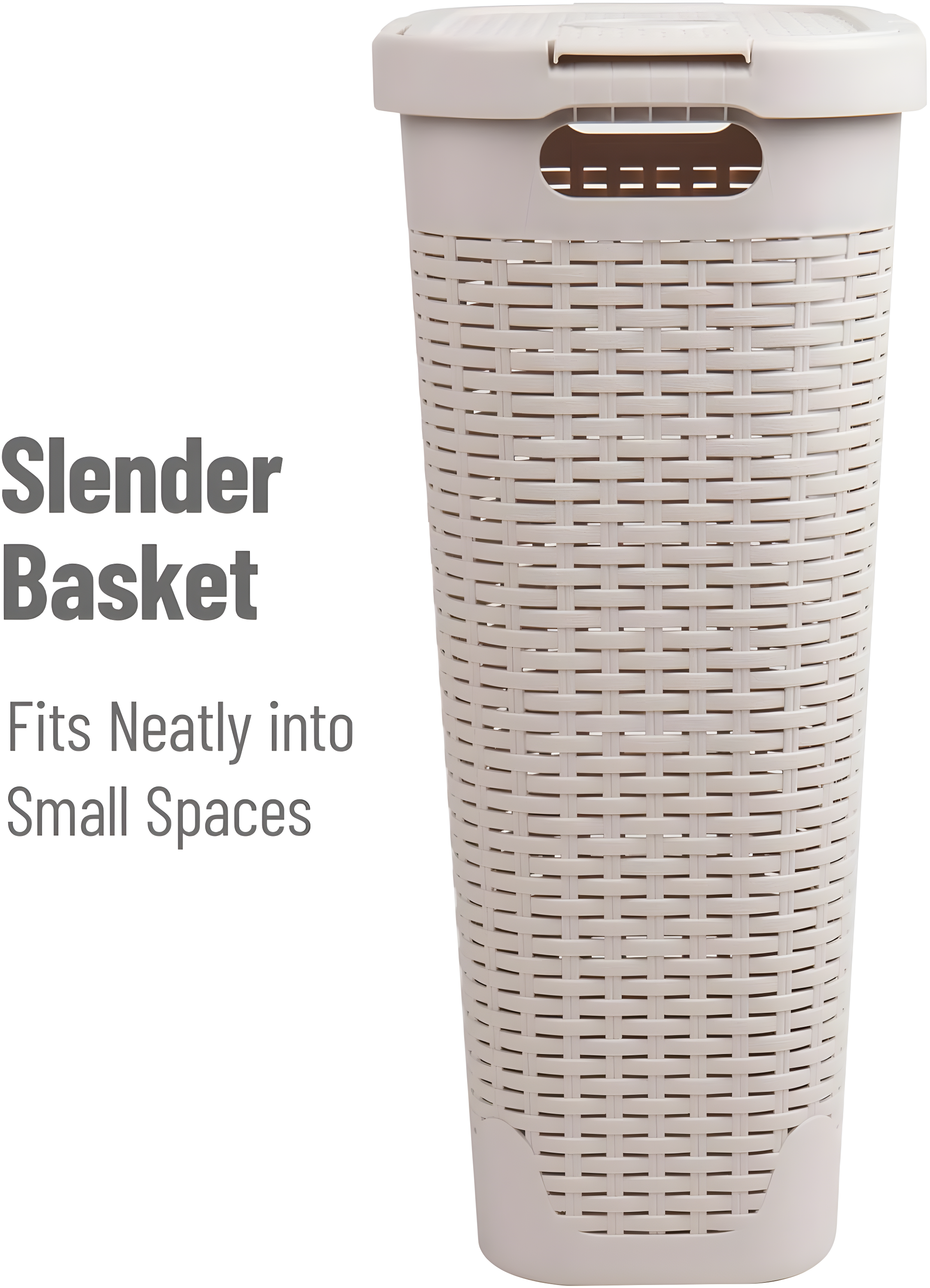 Mind Reader Mind Reader 40L Slim Laundry Hamper, Clothes Basket, Lid, Wicker Design, Plastic