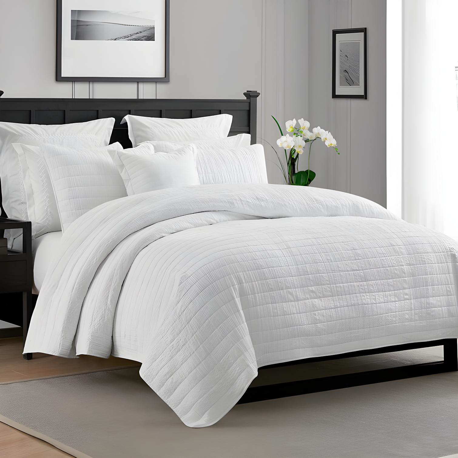 Swift Home Ultra Soft Crinkle Washed Microfiber 3-Piece Quilt Set