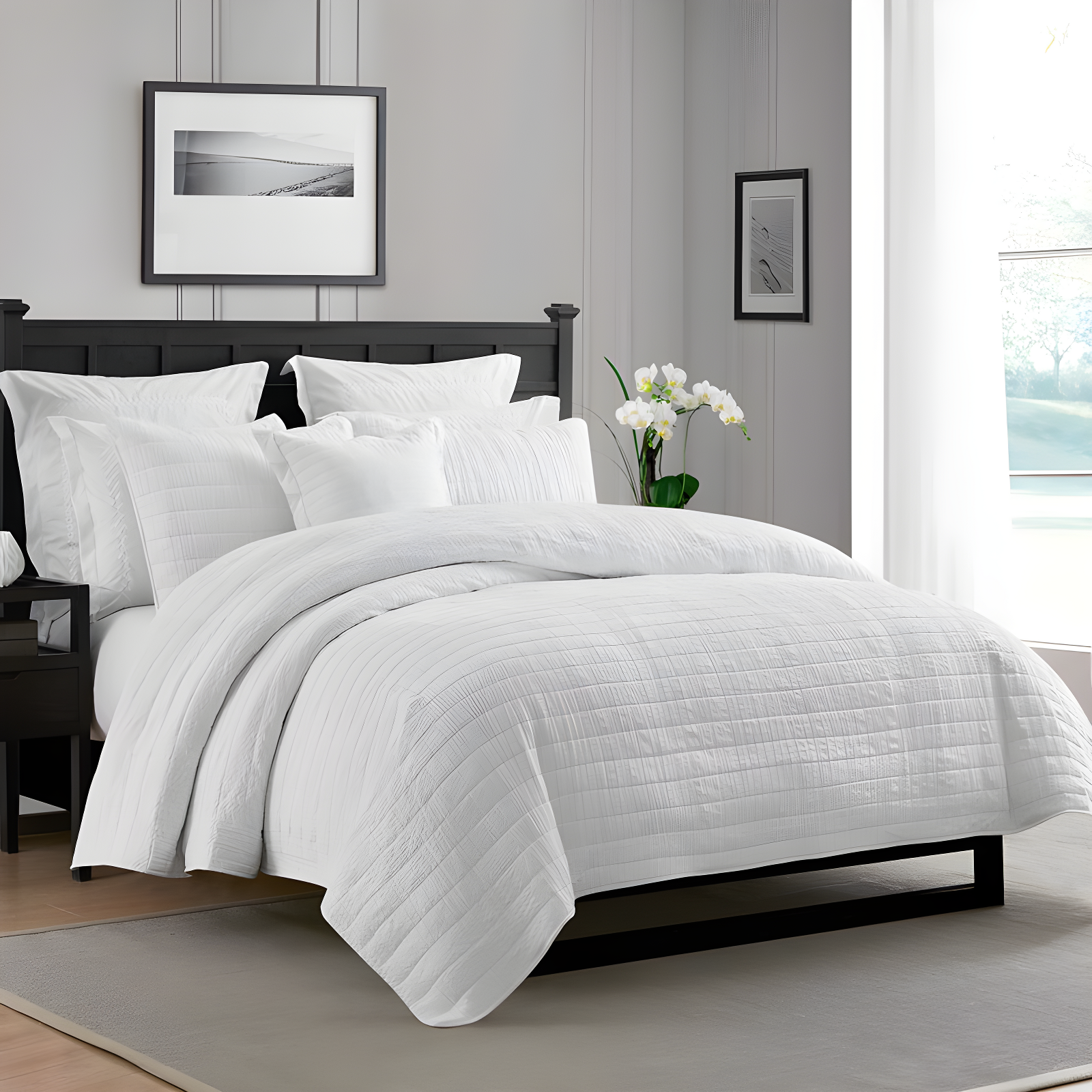 Swift Home Ultra Soft Crinkle Washed Microfiber 3-Piece Quilt Set