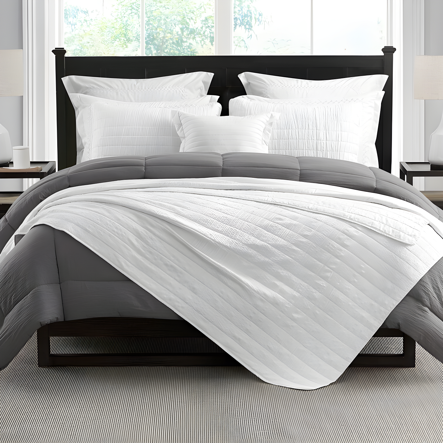 Swift Home Ultra Soft Crinkle Washed Microfiber 3-Piece Quilt Set