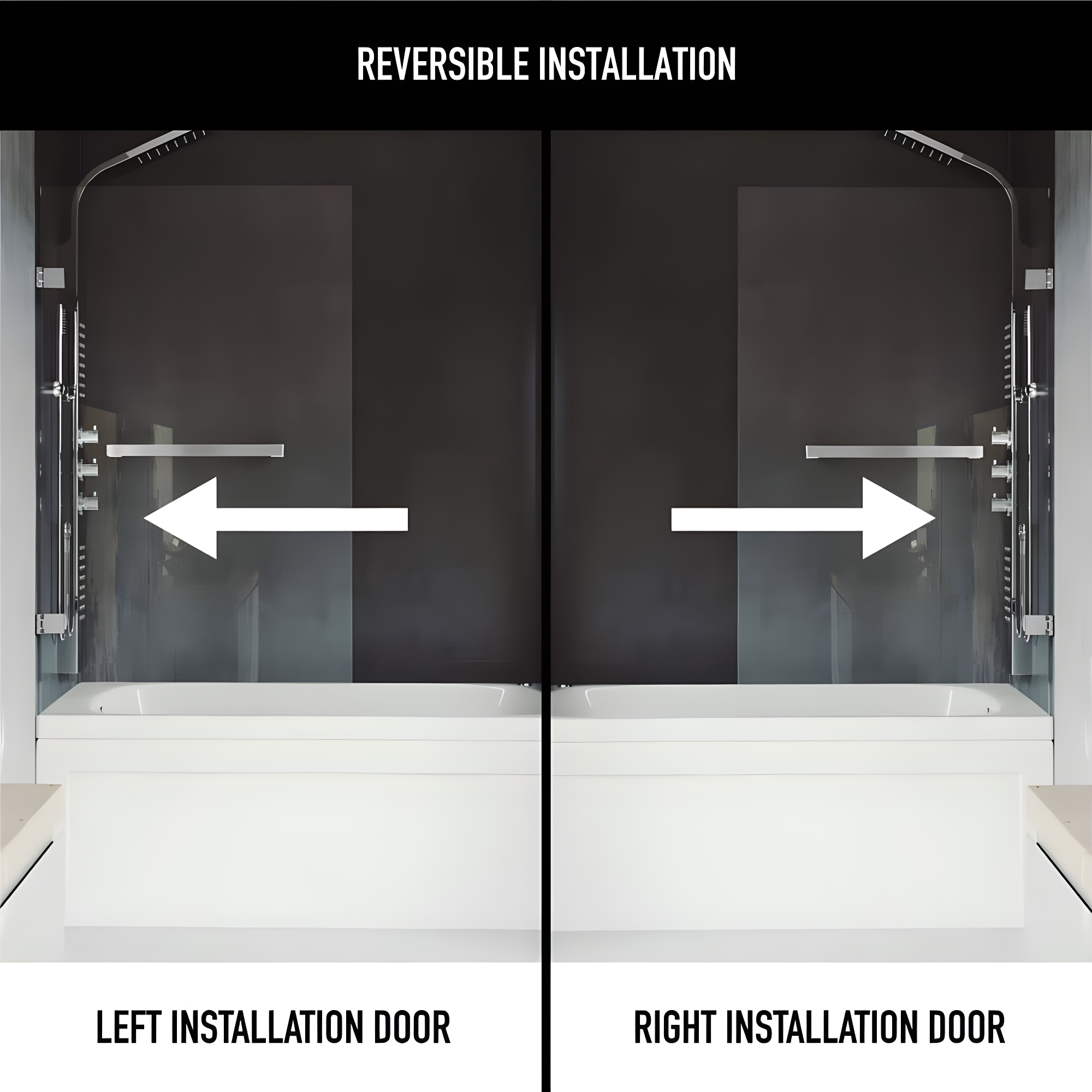 Rialto 34" W x 58" H Hinged Frameless Tub Door with with 5/16" Glass